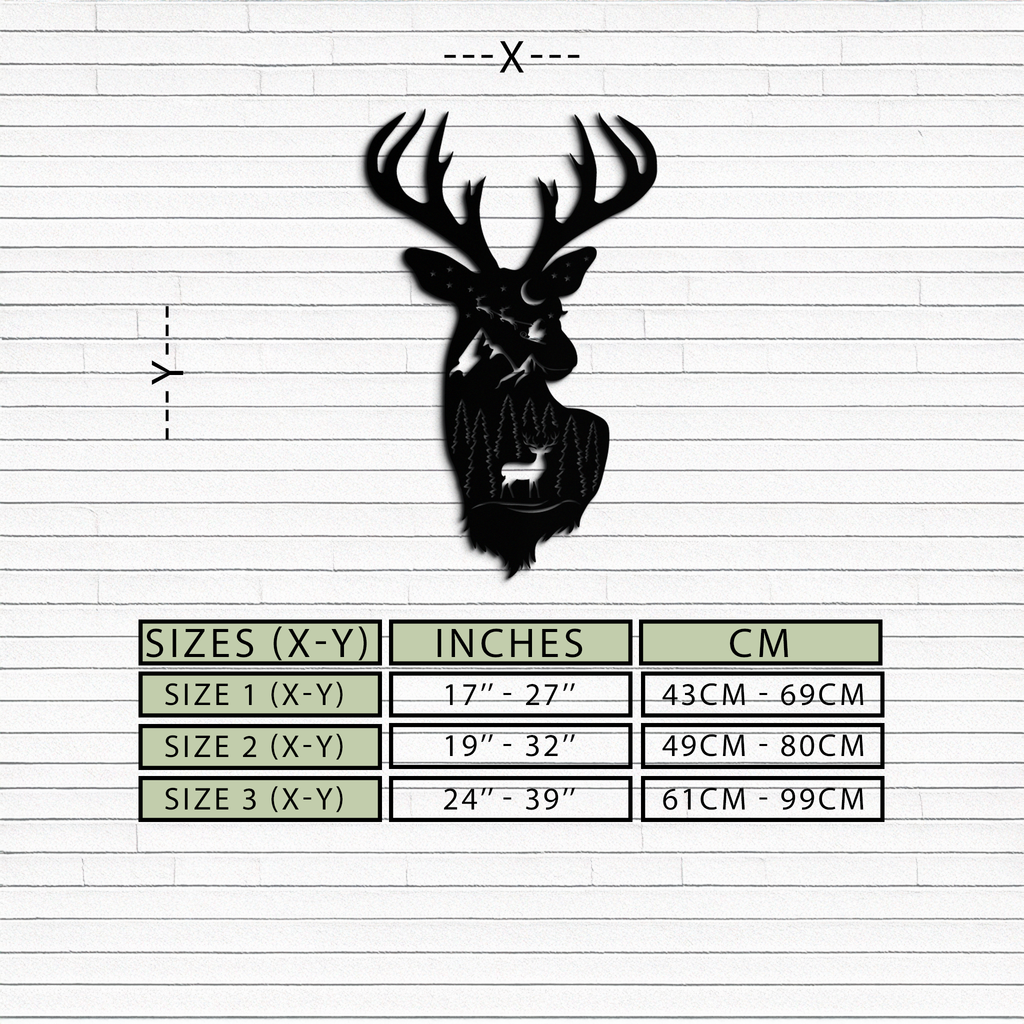 Majestic Deer Metal Wall Art - Nature-Inspired Steel Silhouette Decor- KAF301