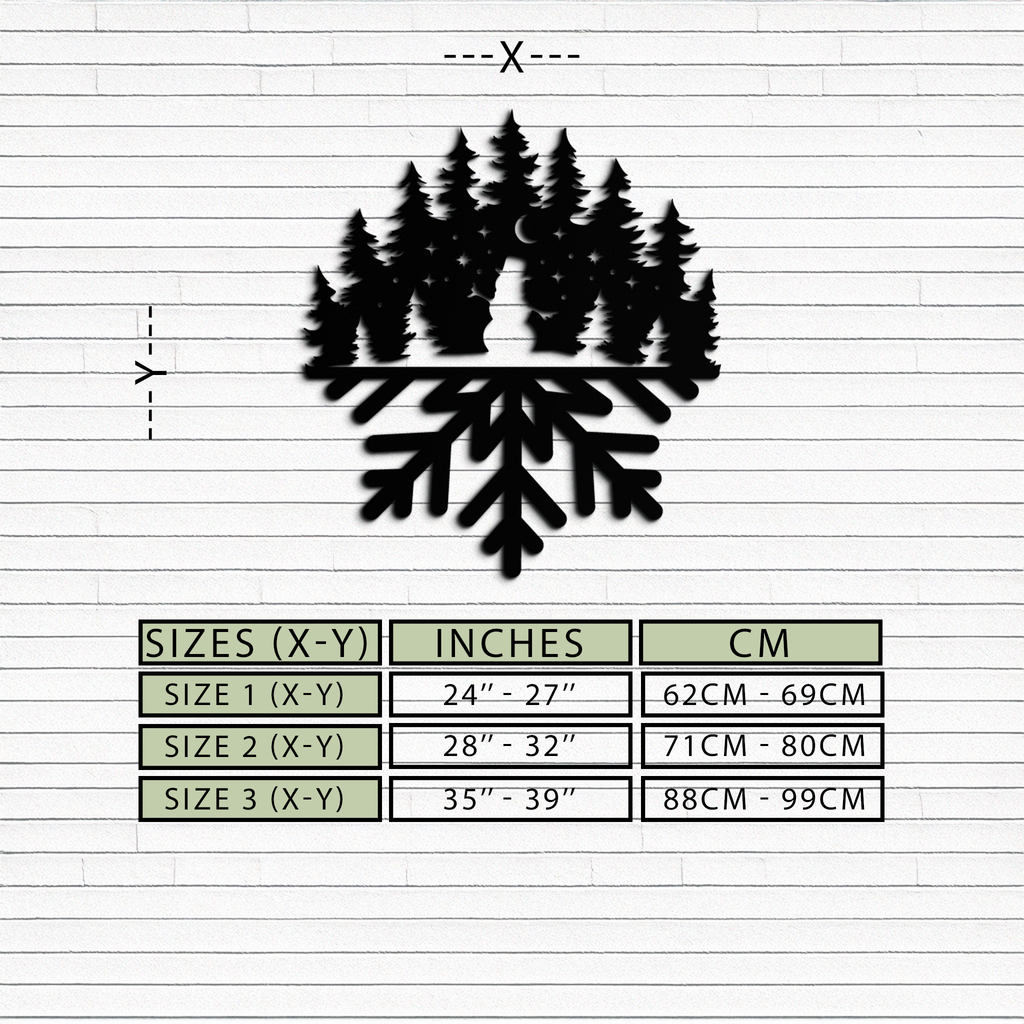 Snowflake Forest Metal Wall Art - Winter Tree Silhouette Home Decor- KAF303