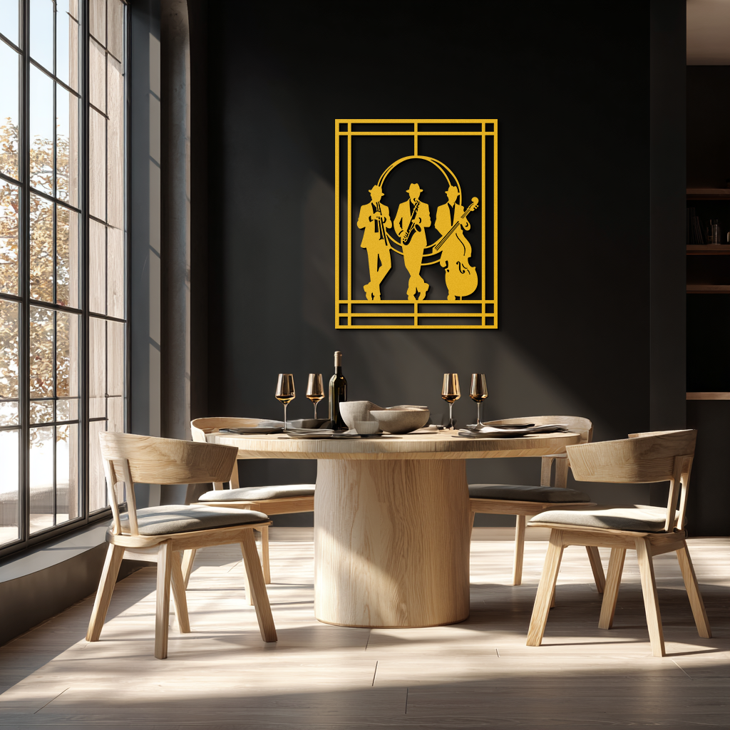 Jazz Musicians Metal Wall Art – Saxophone and Trumpet Player Silhouette Steel Decor for Music Lovers- KAF332