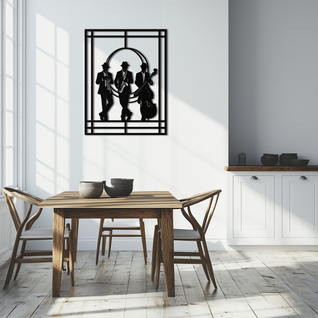 Jazz Musicians Metal Wall Art – Saxophone and Trumpet Player Silhouette Steel Decor for Music Lovers- KAF332