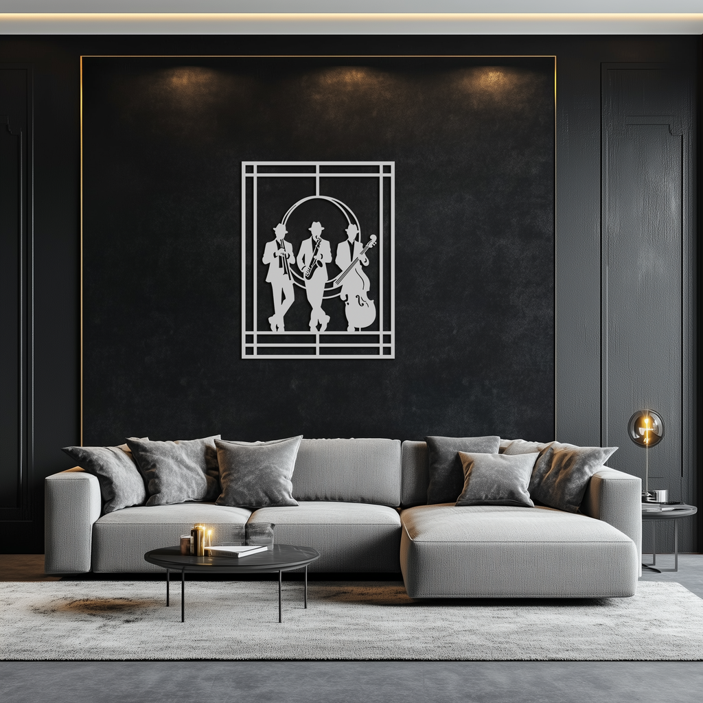 Jazz Musicians Metal Wall Art – Saxophone and Trumpet Player Silhouette Steel Decor for Music Lovers- KAF332