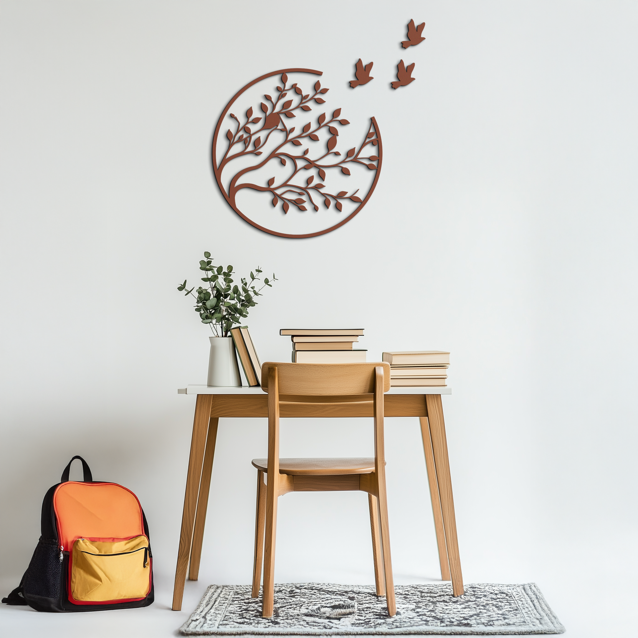 Flying Birds from Branch Metal Wall Art – Nature-Inspired Silhouette Steel Decor for Elegant Interiors- KAF343