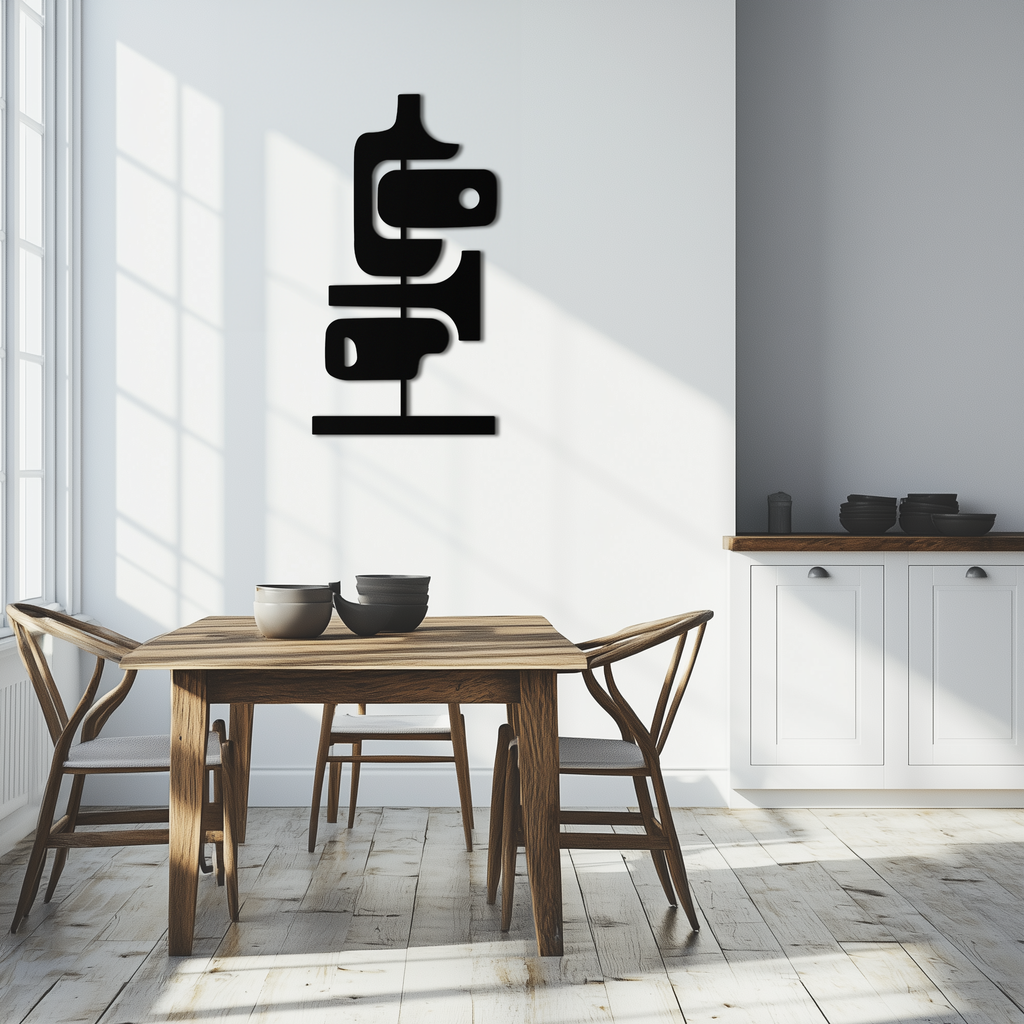 Modern Geometric Coffee Cup Metal Wall Art – Abstract Minimalist Design for Kitchen or Café Décor- KAF362