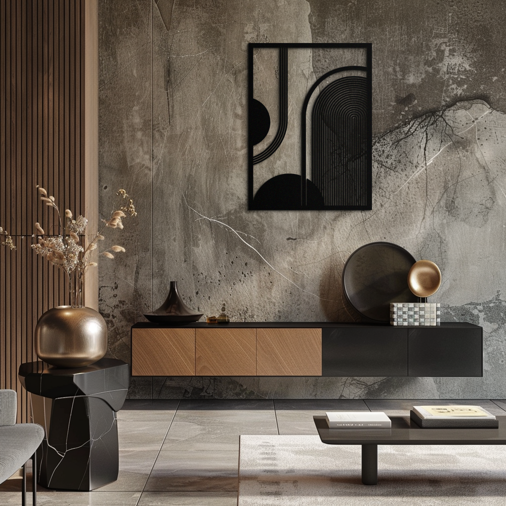 Geometric Half-Circle Metal Wall Art – Minimalist Arch & Shape Design- KAF365