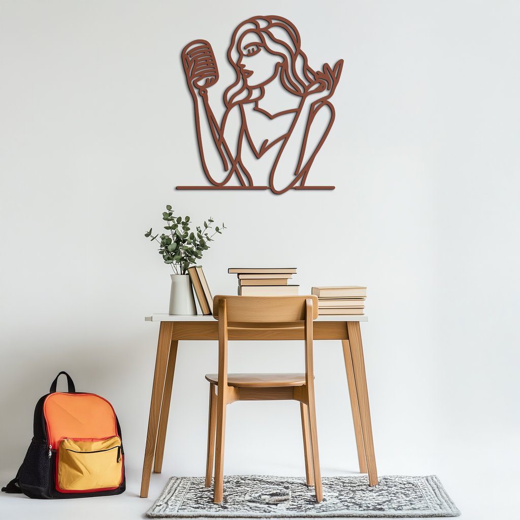 Singing Woman Metal Wall Art – Modern Female Vocalist Silhouette- KAF367