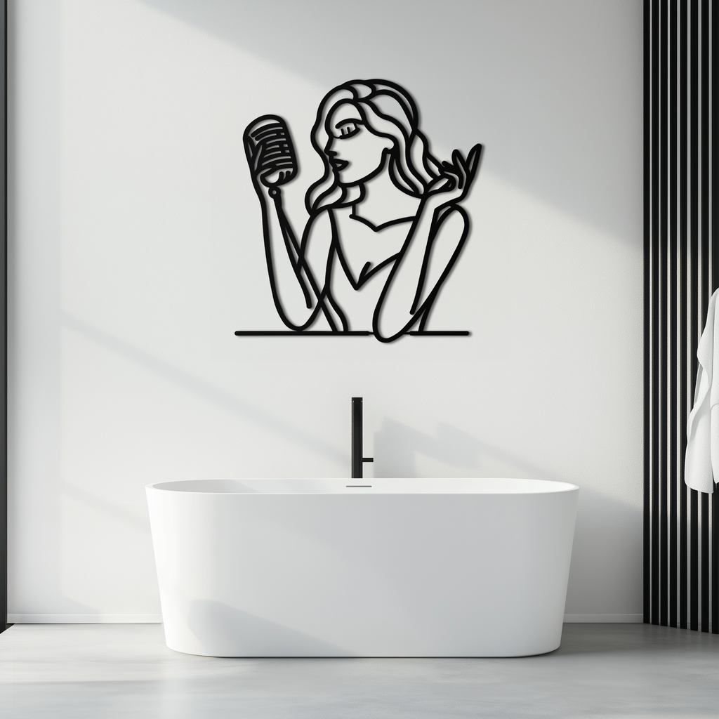 Singing Woman Metal Wall Art – Modern Female Vocalist Silhouette- KAF367