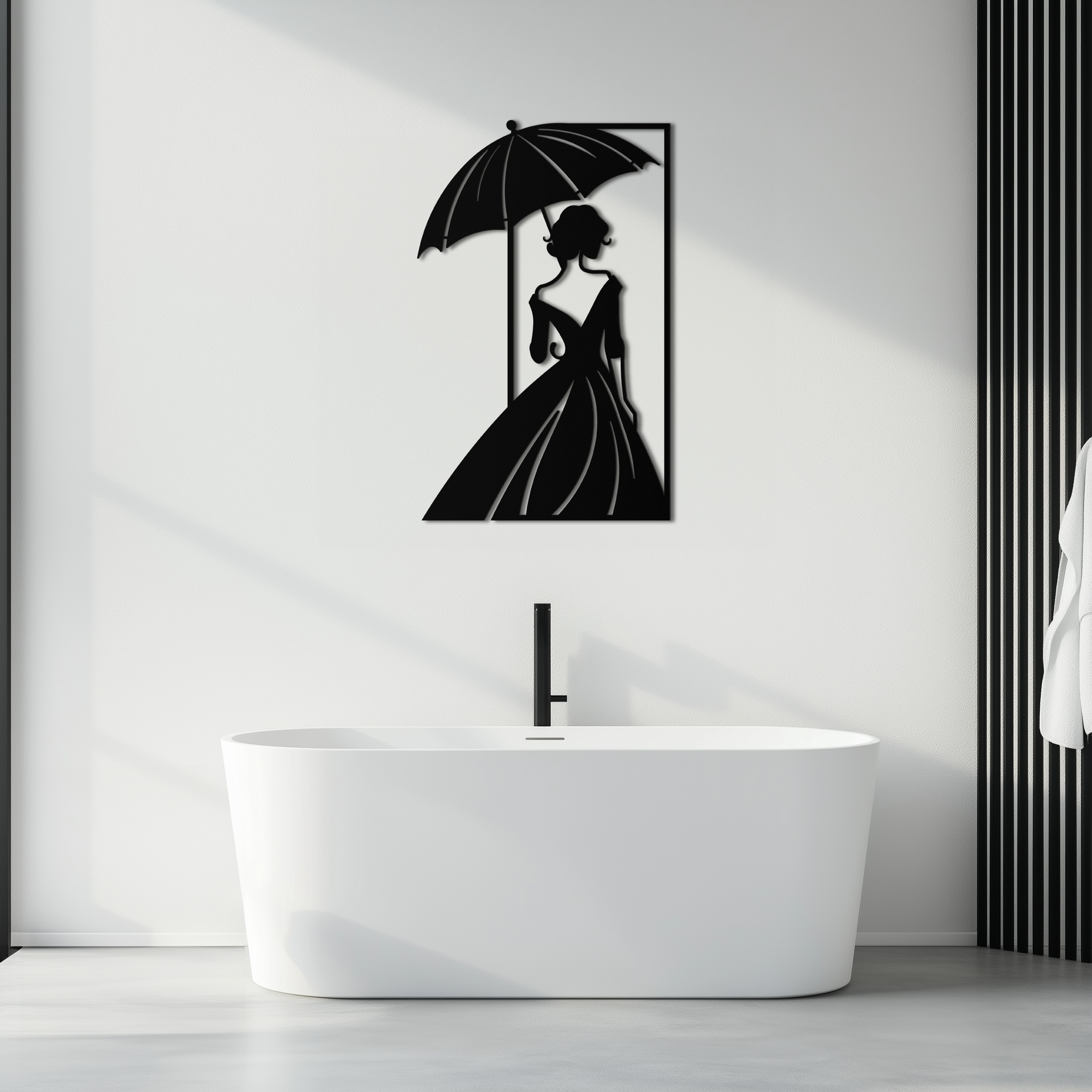 Modern Woman Silhouette Metal Wall Art – Elegant Female Figure Panel- KAF375