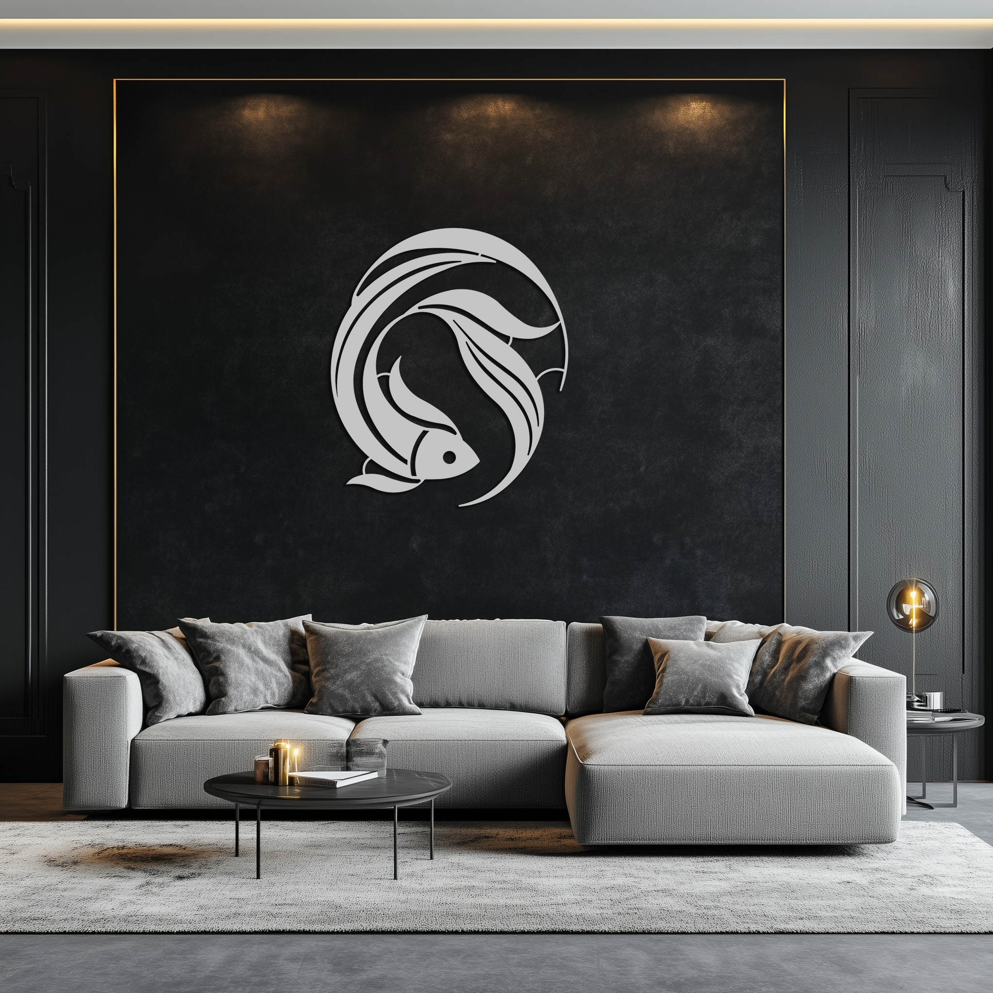 Japanese fish Metal Wall Art – Elegant Minimalist Ocean Decor- KAF379