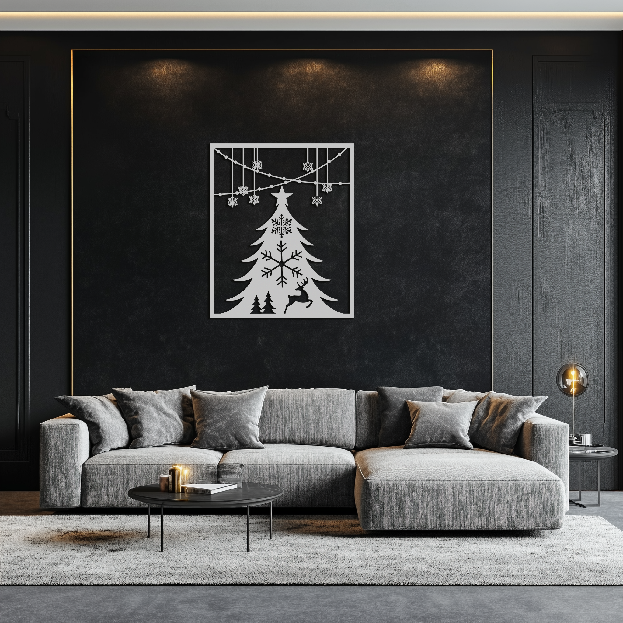 Christmas Tree Metal Wall Art – Elegant Holiday Silhouette Décor- KAF380