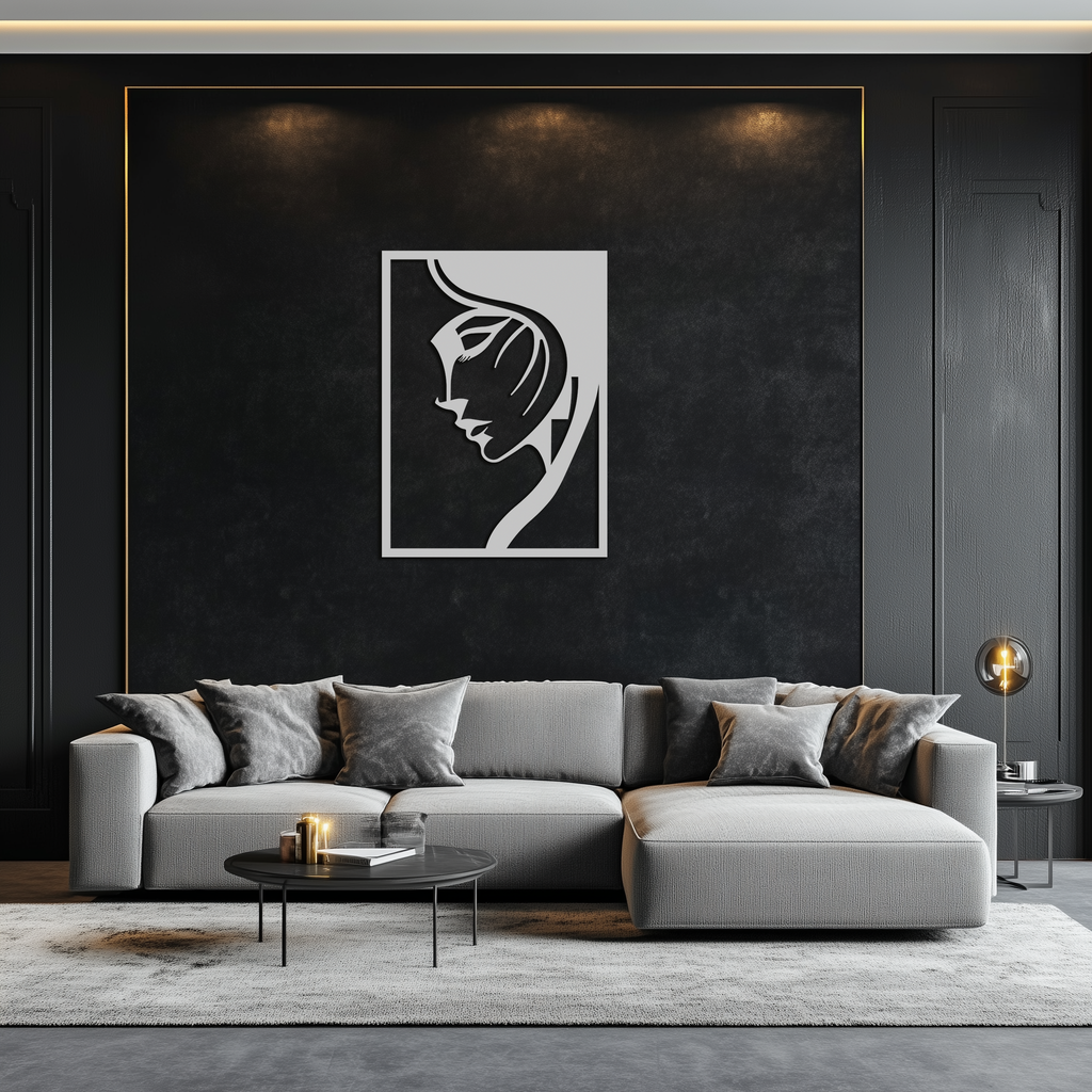 Elegant Woman Silhouette Metal Wall Art – Stylish Female Figure Home Decor- KAF381
