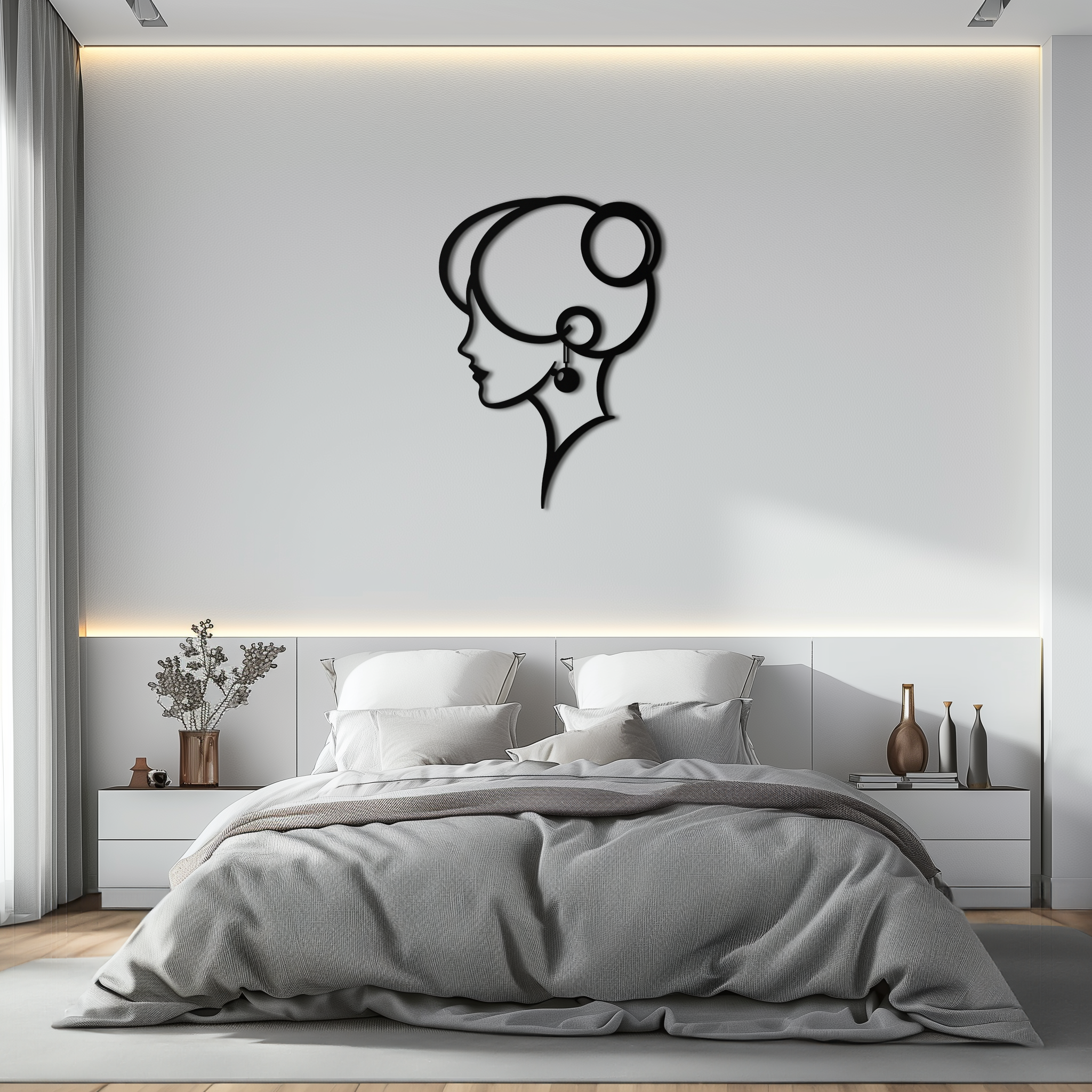 Elegant Woman Silhouette Metal Wall Art – Modern Female Figure Steel Decor- KAF382