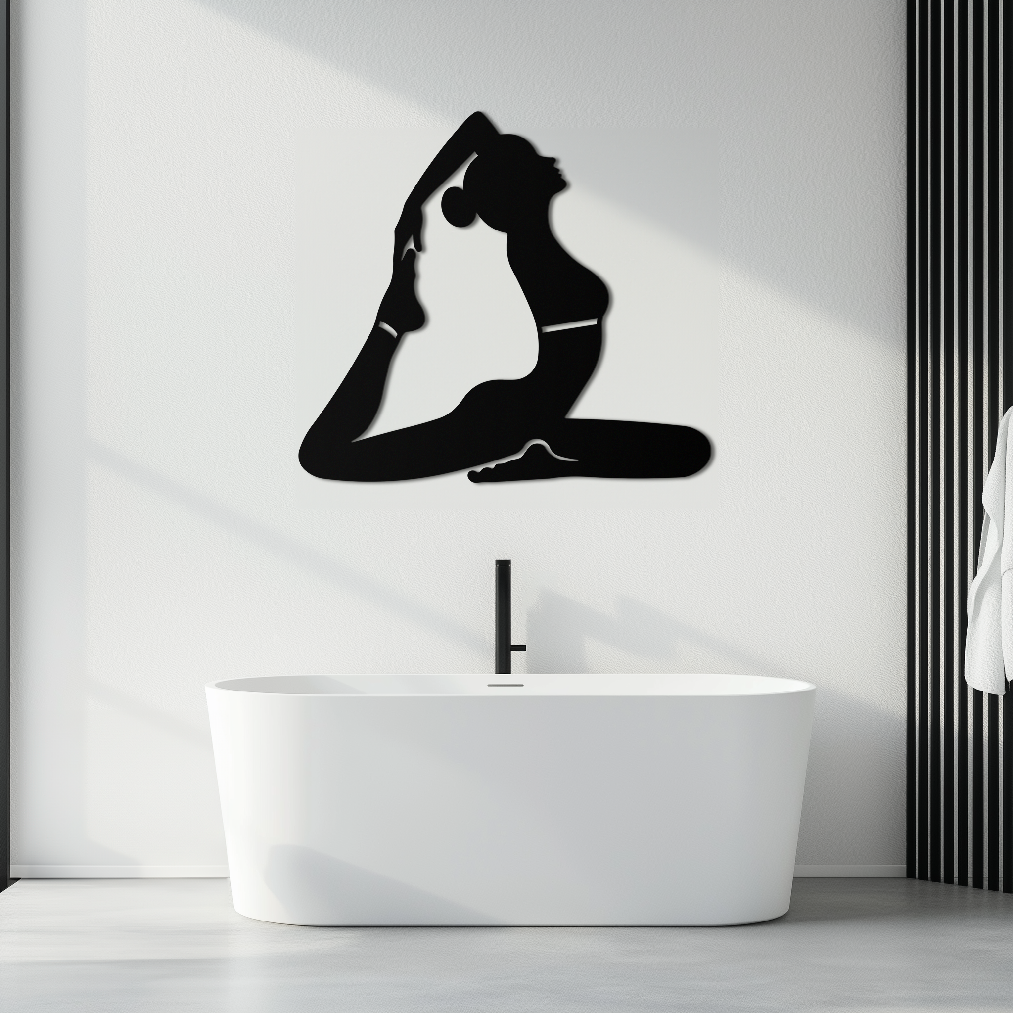Kapotasana Pose Silhouette Metal Wall Art – Yoga-Inspired Minimalist Decor- KAF384