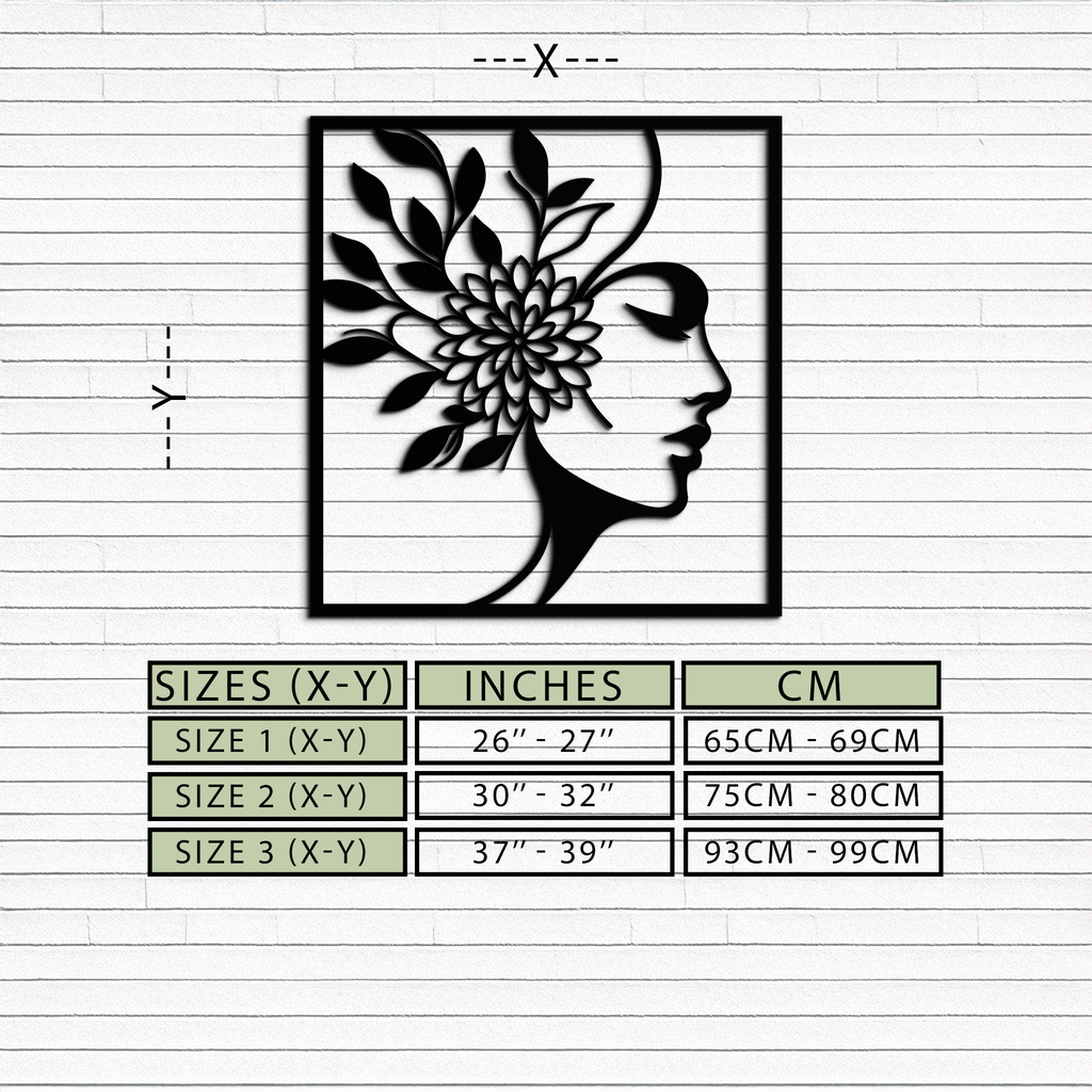 WOMAN WITH FLOWER Metal Wall Art – Modern Silhouette Steel Decor- KAF387