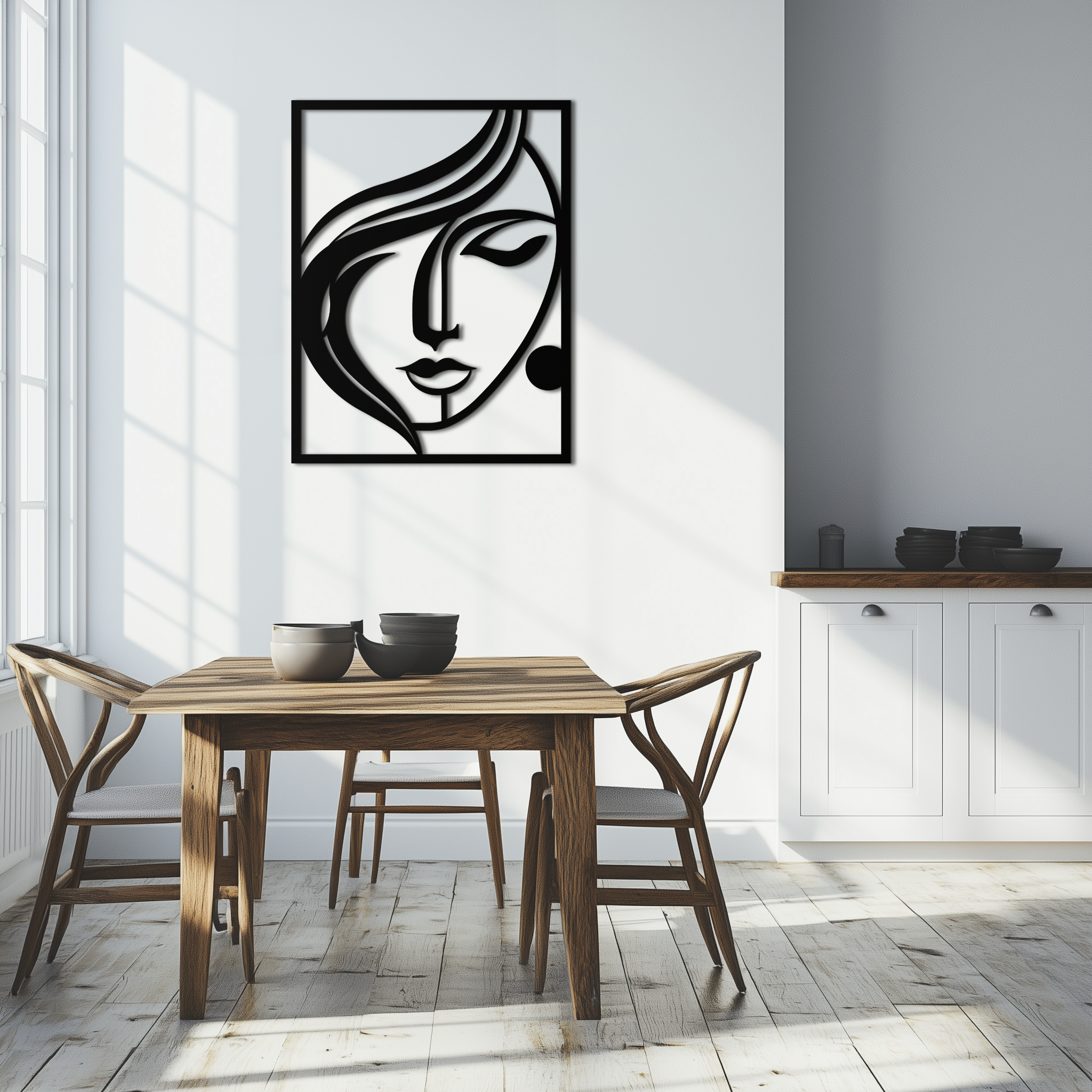 Woman Silhouette Metal Wall Art – Elegant Minimalist Female Figure Decor for Modern Spaces- KAF392