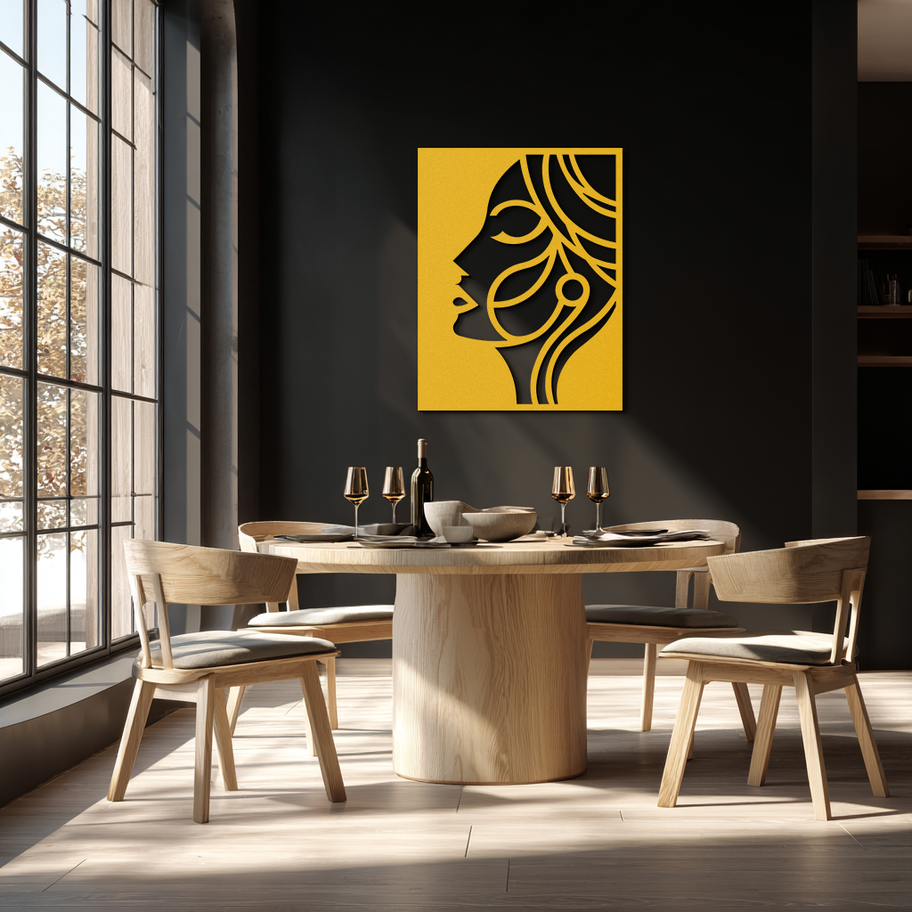 Female Silhouette Metal Wall Art – Elegant Abstract Woman Design for Modern Interiors- KAF393