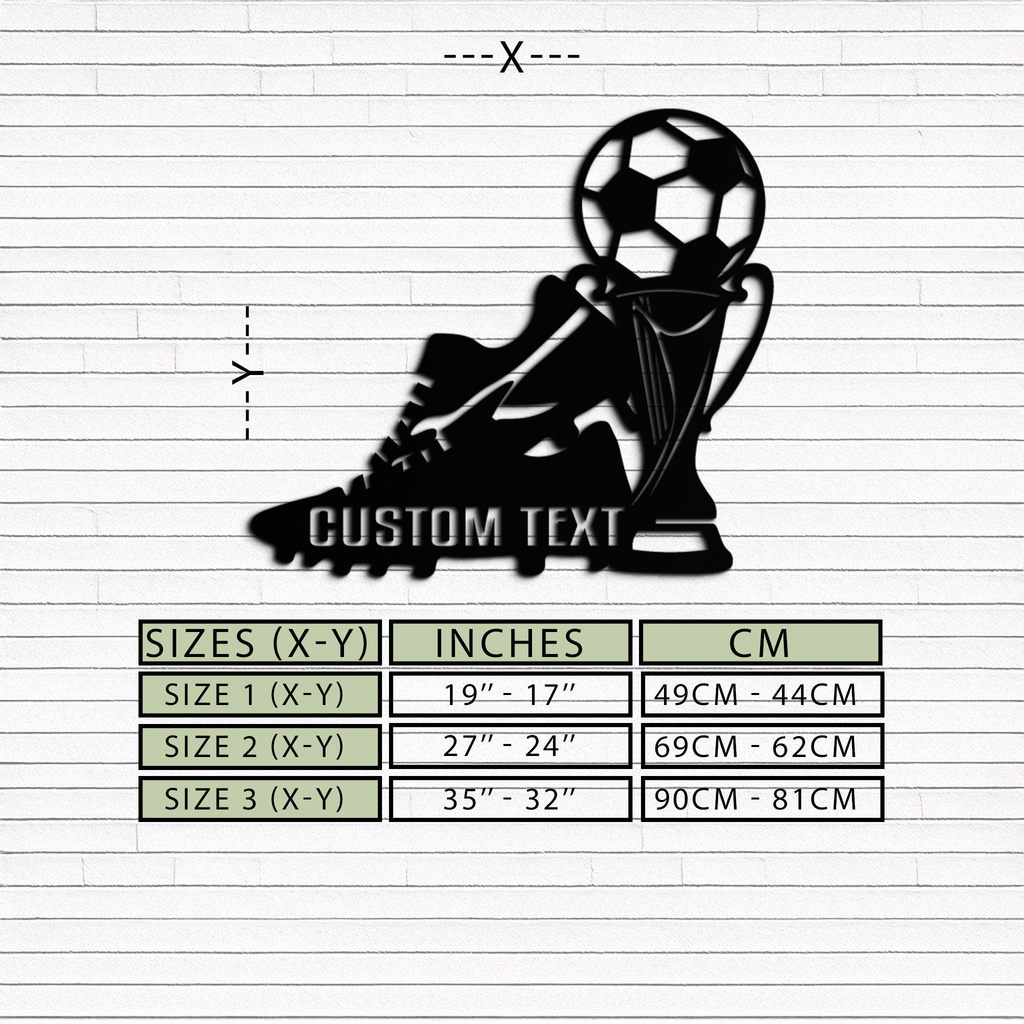 Custom Soccer Trophy and Cleat Metal Wall Art – Personalized Sports Decor for Athletes- KAF395