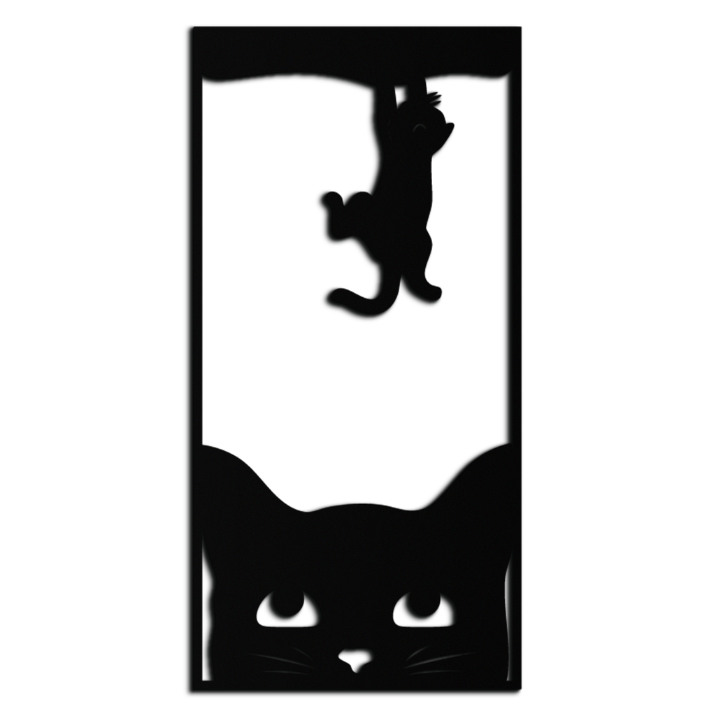 Cute Cat and Kitten Metal Wall Art – Playful Hanging Cat Silhouette Steel Decor for Pet Lovers and Home Interiors- KAF407