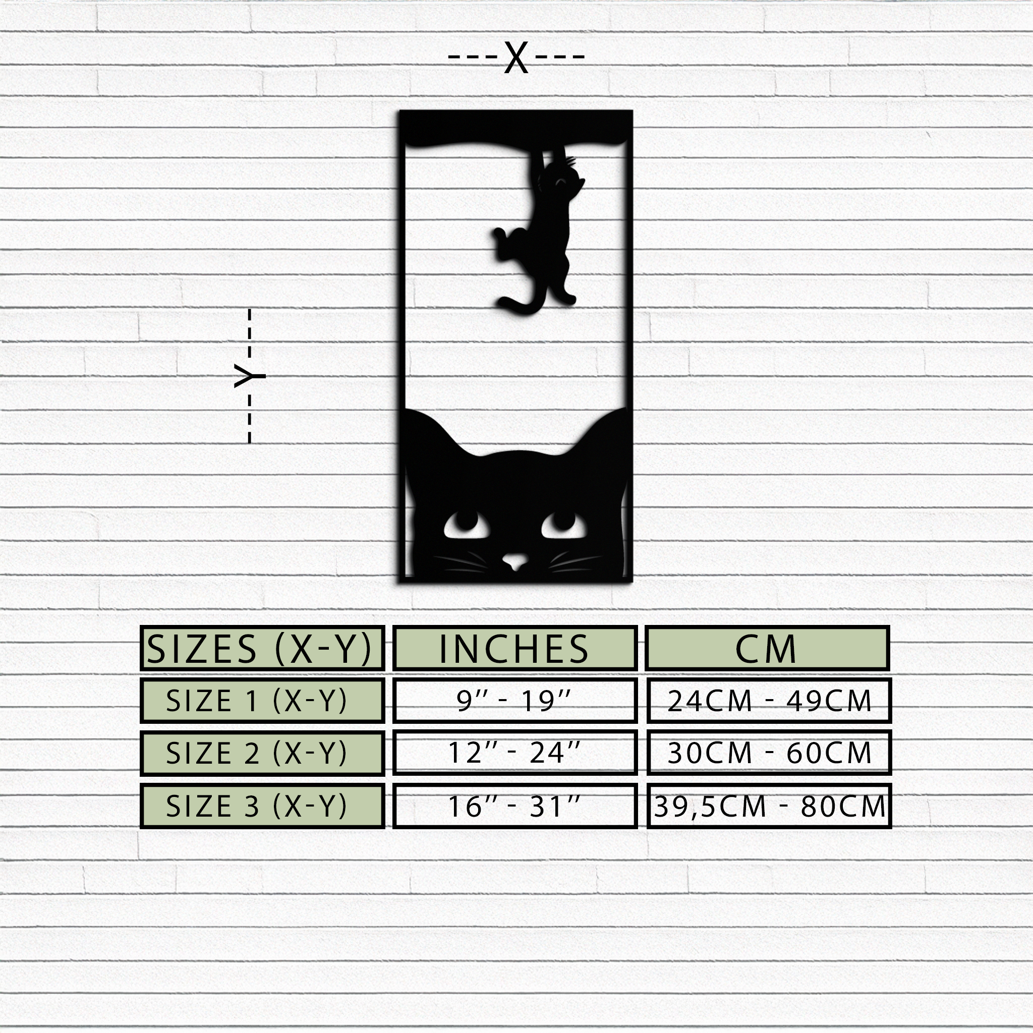 Cute Cat and Kitten Metal Wall Art – Playful Hanging Cat Silhouette Steel Decor for Pet Lovers and Home Interiors- KAF407