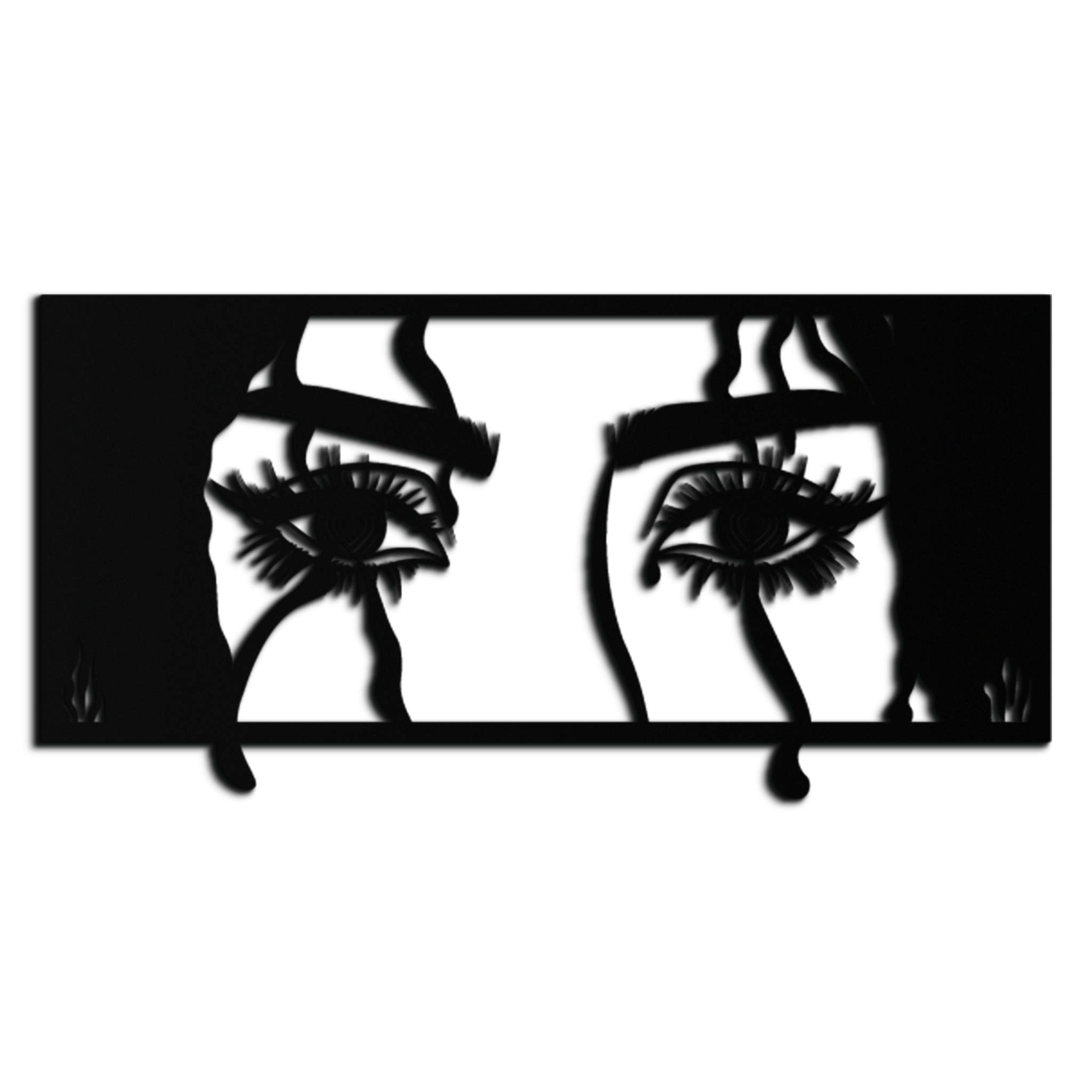 Mysterious Woman Eyes Metal Wall Art – Black Steel Feminine Silhouette Decor for Modern Stylish Interiors- KAF408