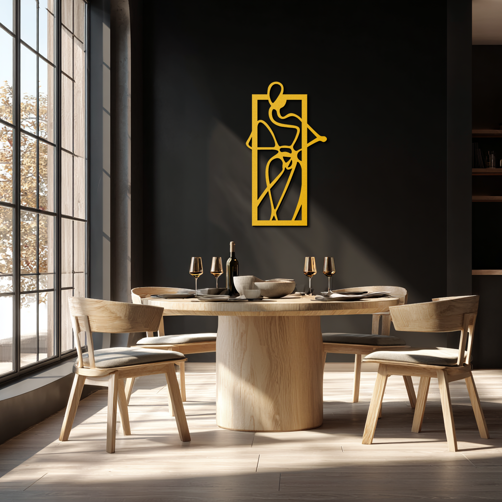 Minimalist Woman Line Art Metal Wall Decor – Abstract Feminine Silhouette Black Steel Artwork for Modern Interiors- KAF437
