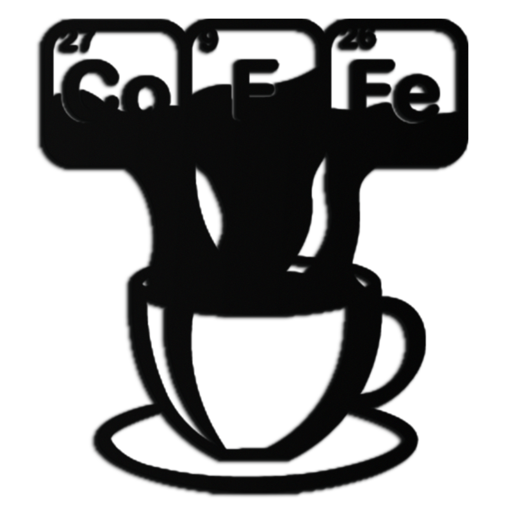 Coffee Elements Chemistry Metal Wall Art – Scientific Coffee Cup Black Steel Decor for Kitchens, Cafés, and Offices- KAF462