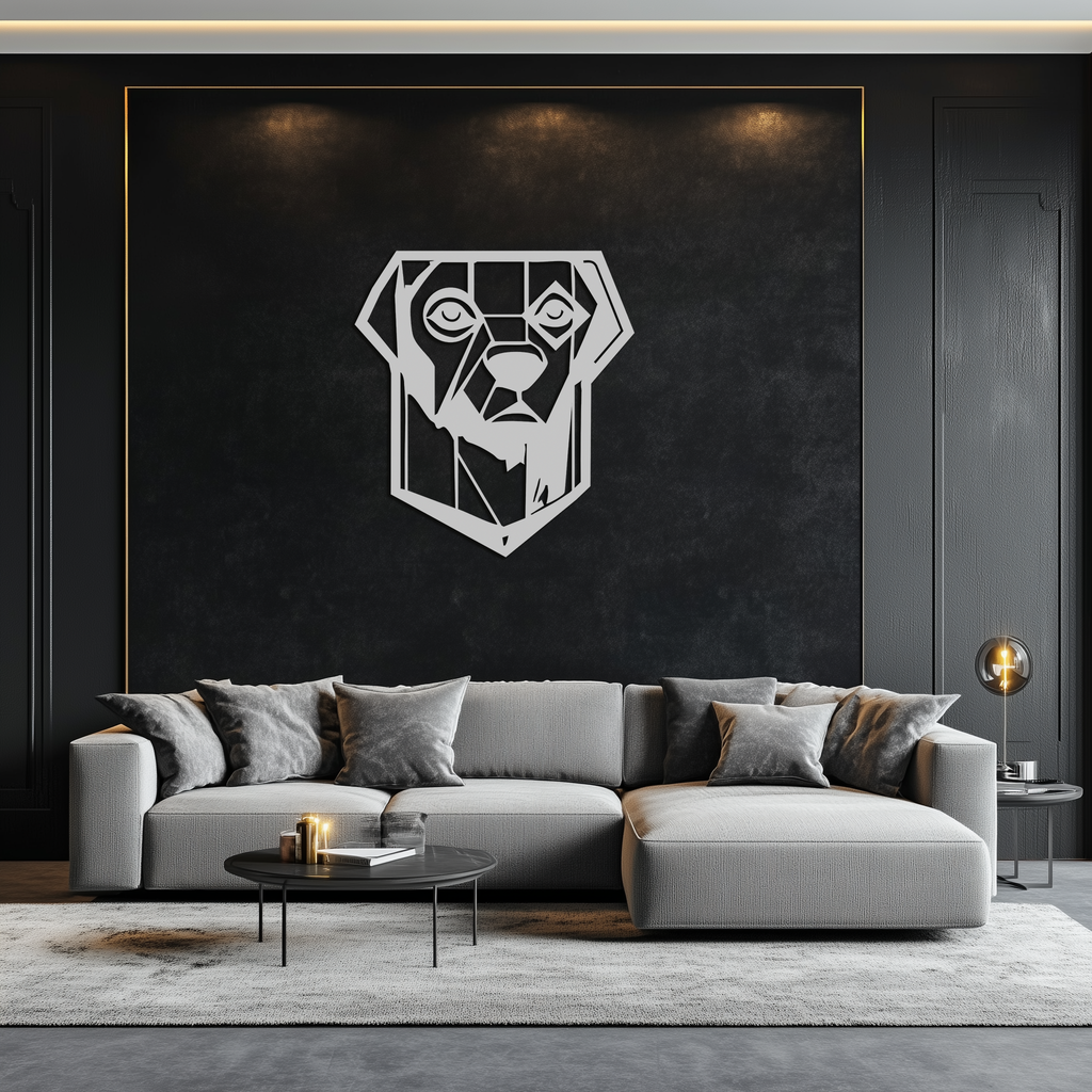 Geometric Dog Metal Wall Art - Modern Steel Animal Silhouette Decor - KAF468
