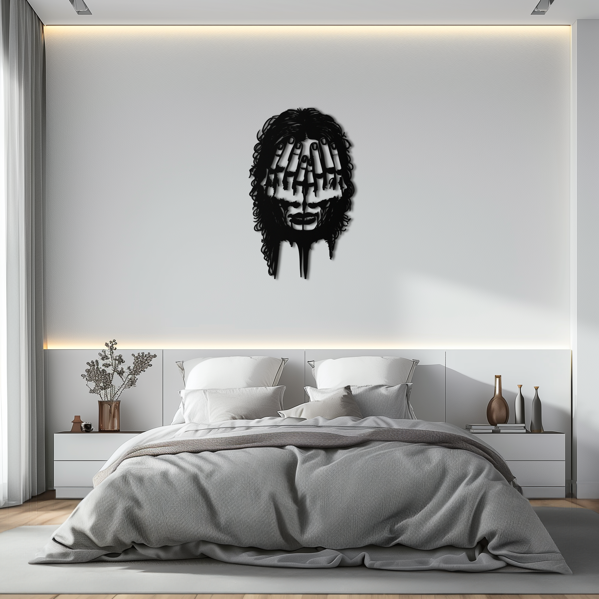 Schizophrenia Metal Wall Art - Dual Expression Steel Silhouette Decor- KAF473
