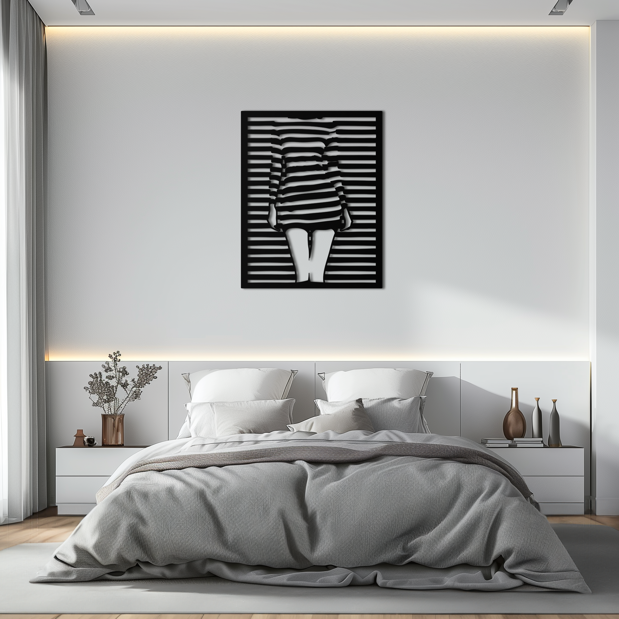 Confident Woman Metal Wall Art - Elegant Female Face Steel Silhouette- KAF476