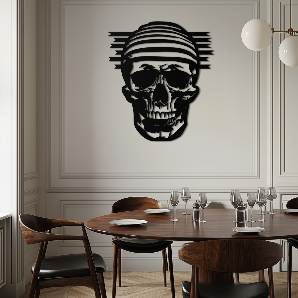 Skull Metal Wall Art - Bold and Edgy Steel Silhouette Decor- KAF477