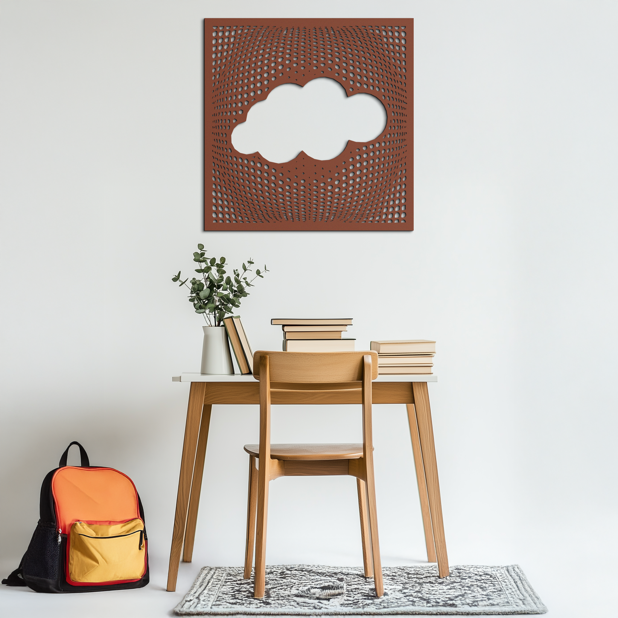 Minimal Cloud Metal Wall Art - Modern Steel Cloud Silhouette Decor- KAF478