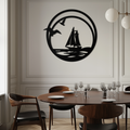 Sunset Silhouette Metal Wall Art - Mountain and Tree Steel Landscape Decor- KAF480