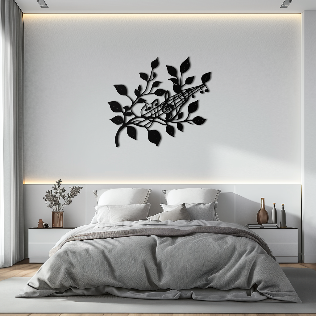 Musical Tree Branch Metal Wall Art - Note Inspired Steel Decor- KAF484
