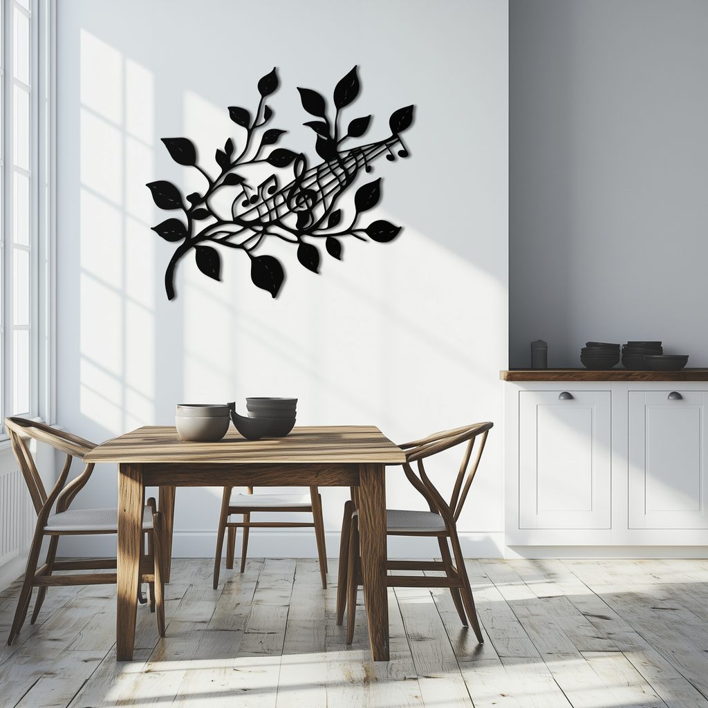 Musical Tree Branch Metal Wall Art - Note Inspired Steel Decor- KAF484