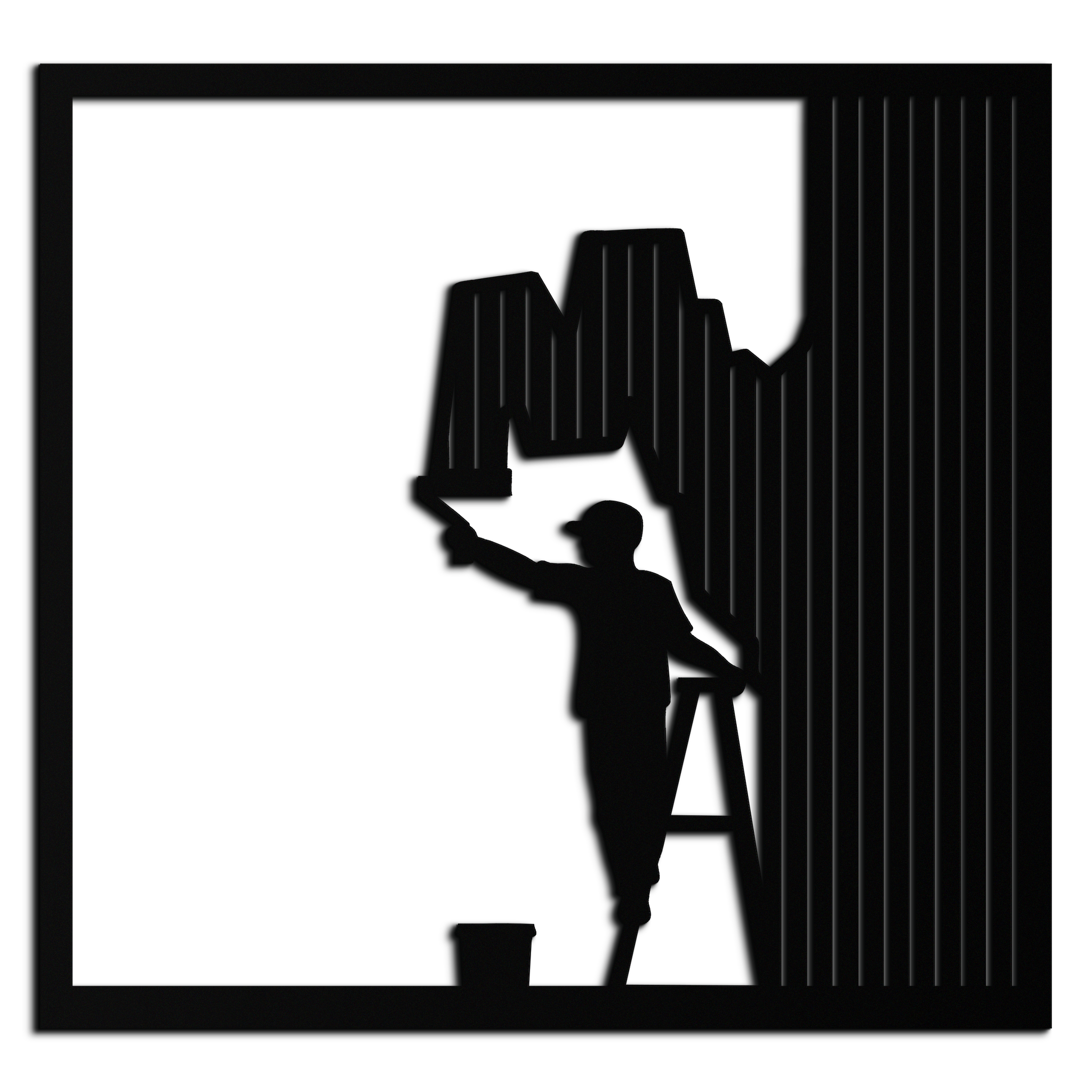 Painter Silhouette Metal Wall Art – Black Steel Artistic Home Decor- KAF489