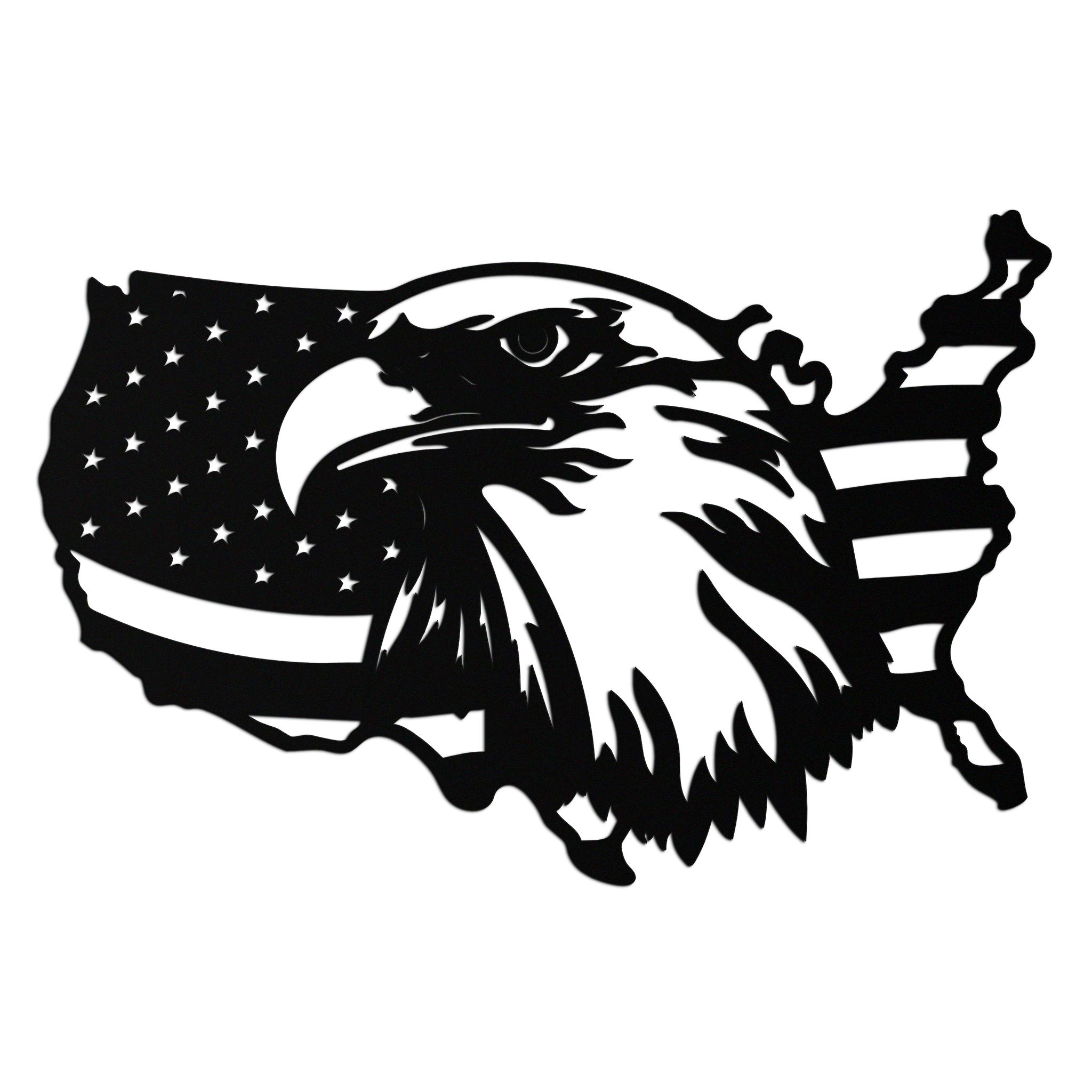 American Flag Eagle Silhouette Metal Wall Art – Patriotic USA Decor for Home & Office- KAF497