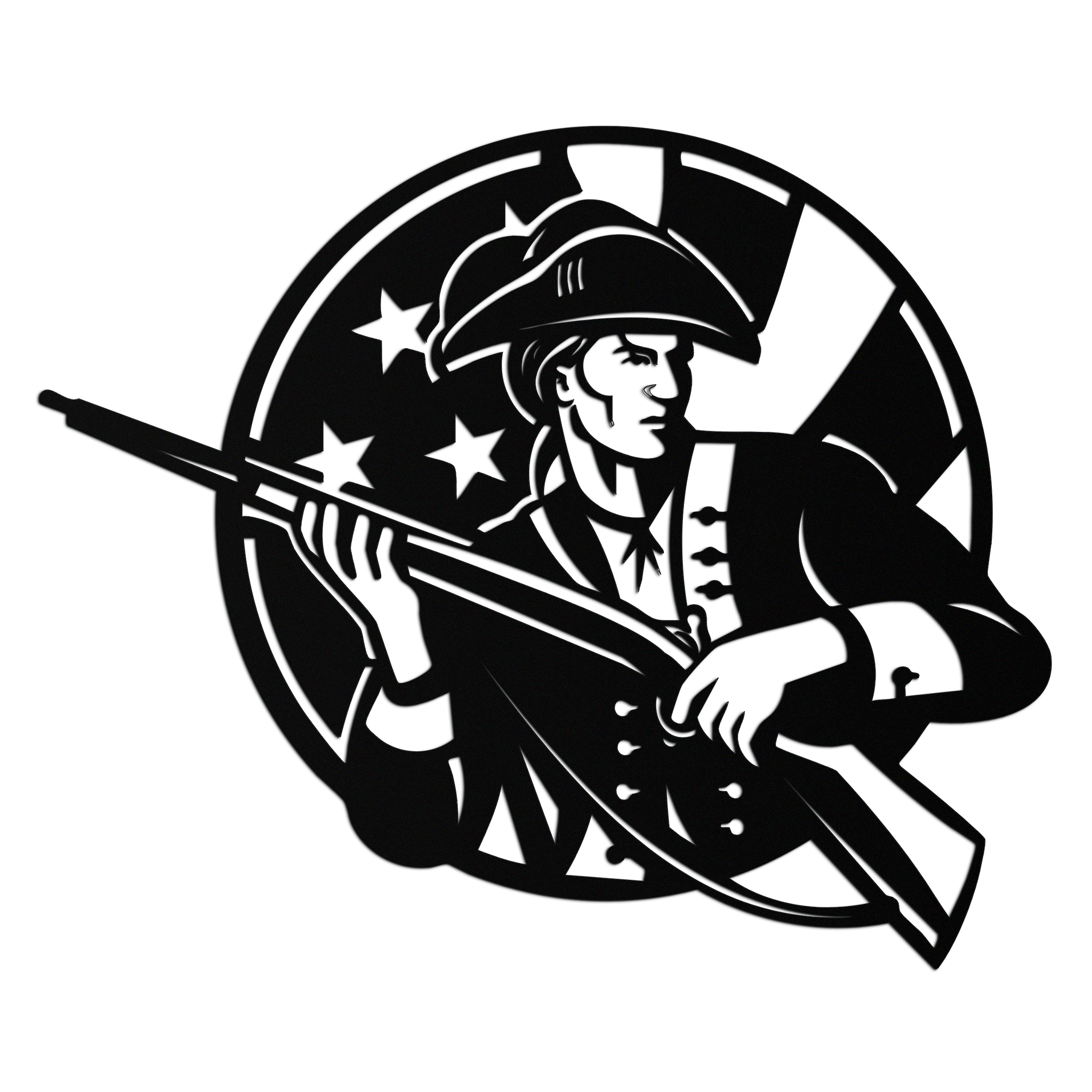 Patriotic Soldier Silhouette Metal Wall Art – Black Steel Military Home Decor- KAF508