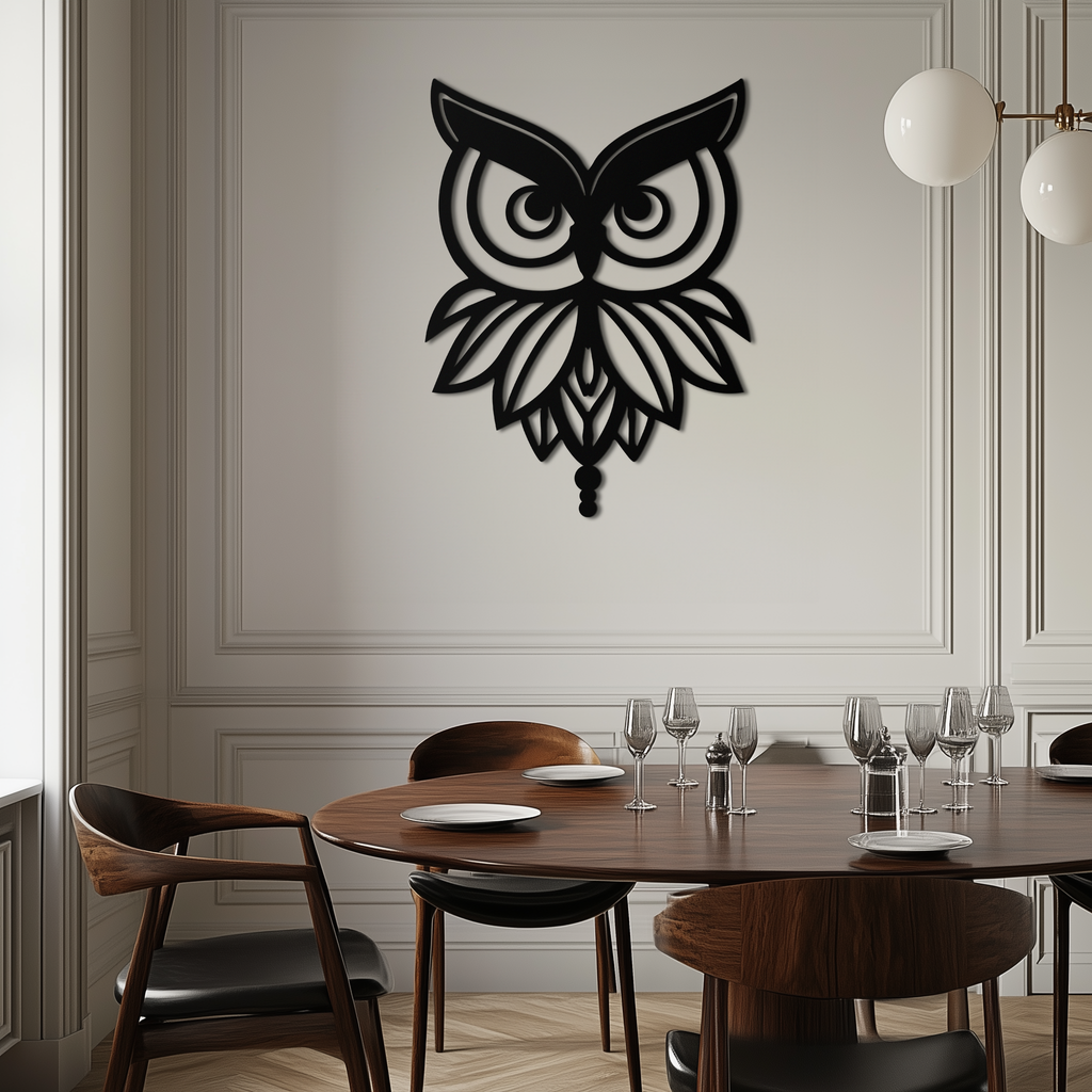 Owl Silhouette Metal Wall Art – Black Steel Bird Wall Decor for Modern Homes- KAF517