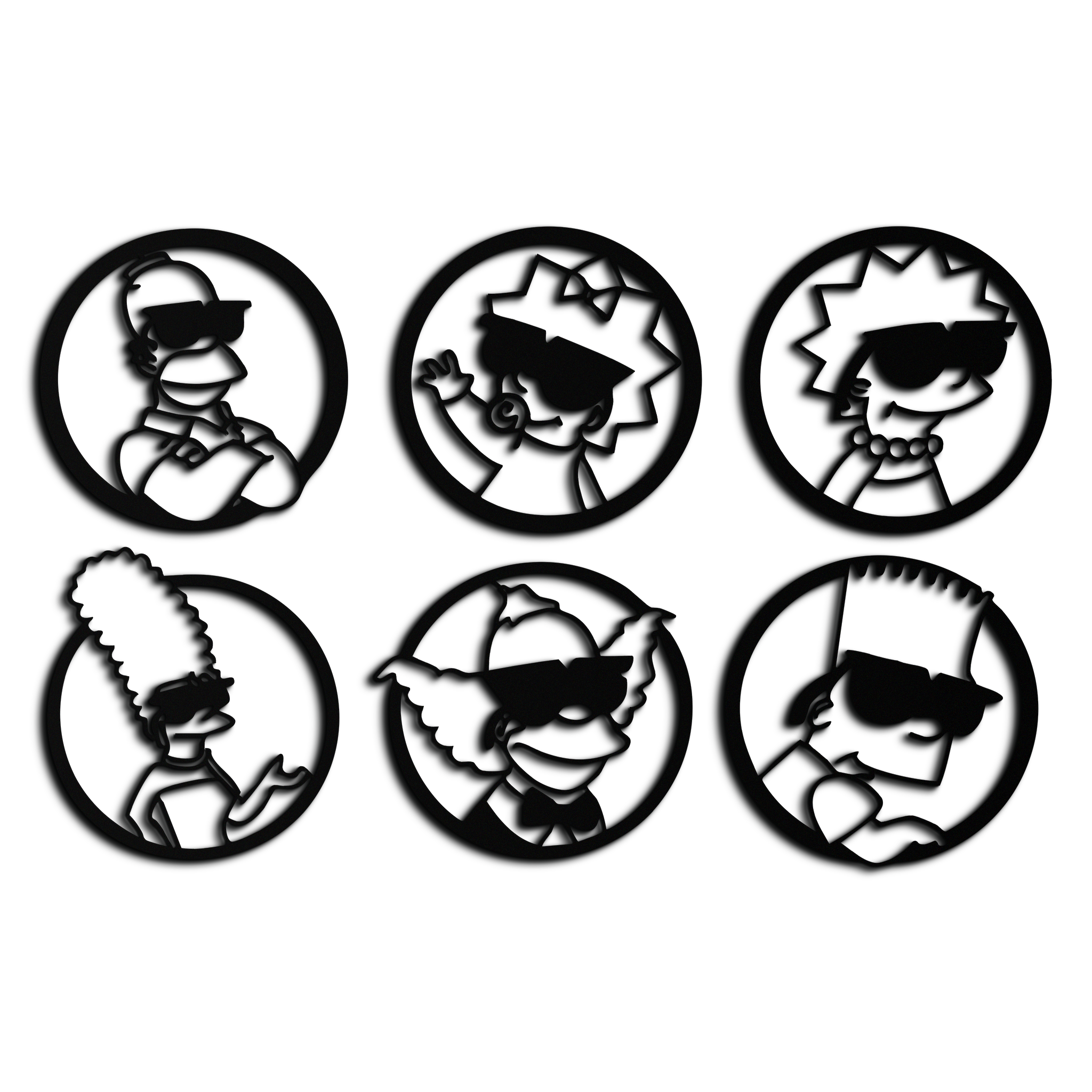 Cartoon Family Silhouette Metal Wall Art – Fun Black Modern Home Decor- KAF528