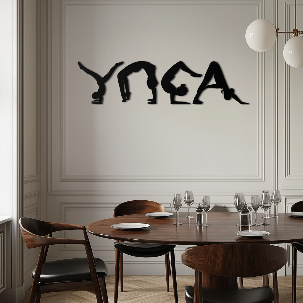 Yoga Pose Silhouette Metal Wall Art – Modern Fitness Home Decor- KAF530