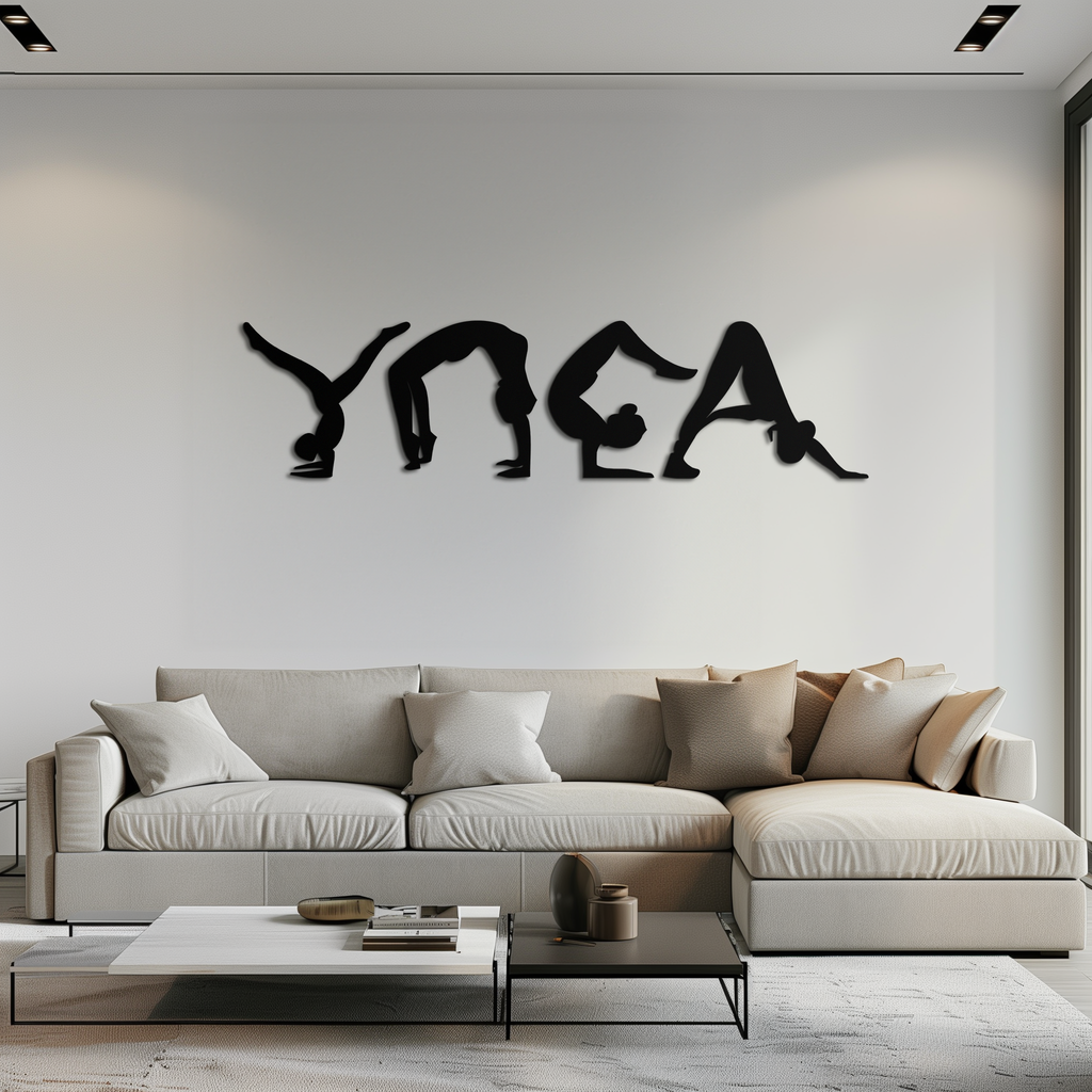 Yoga Pose Silhouette Metal Wall Art – Modern Fitness Home Decor- KAF530