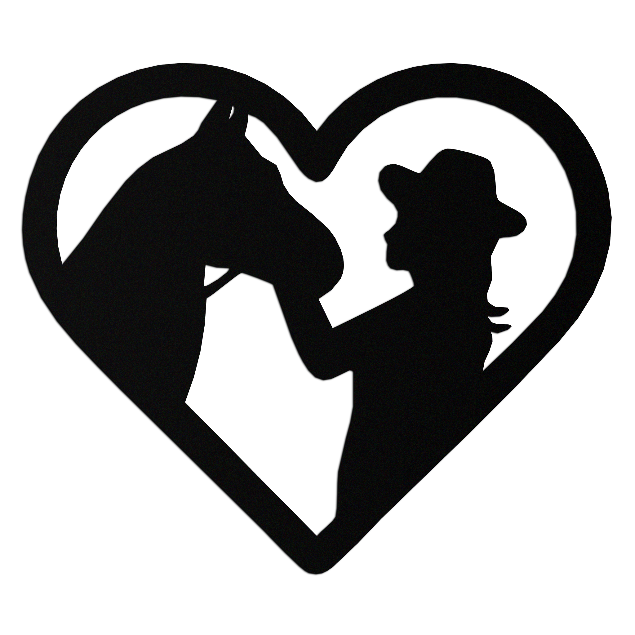 Girl and Horse Silhouette Heart Metal Wall Art – Farmhouse Horse Lover Gift- KAF548