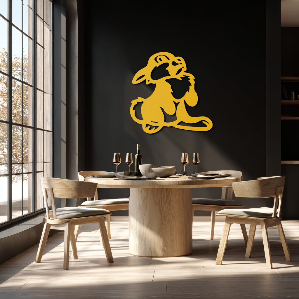 Cute Cartoon Bunny Metal Wall Art – Adorable Black Nursery Decor for Kids Room- KAF550