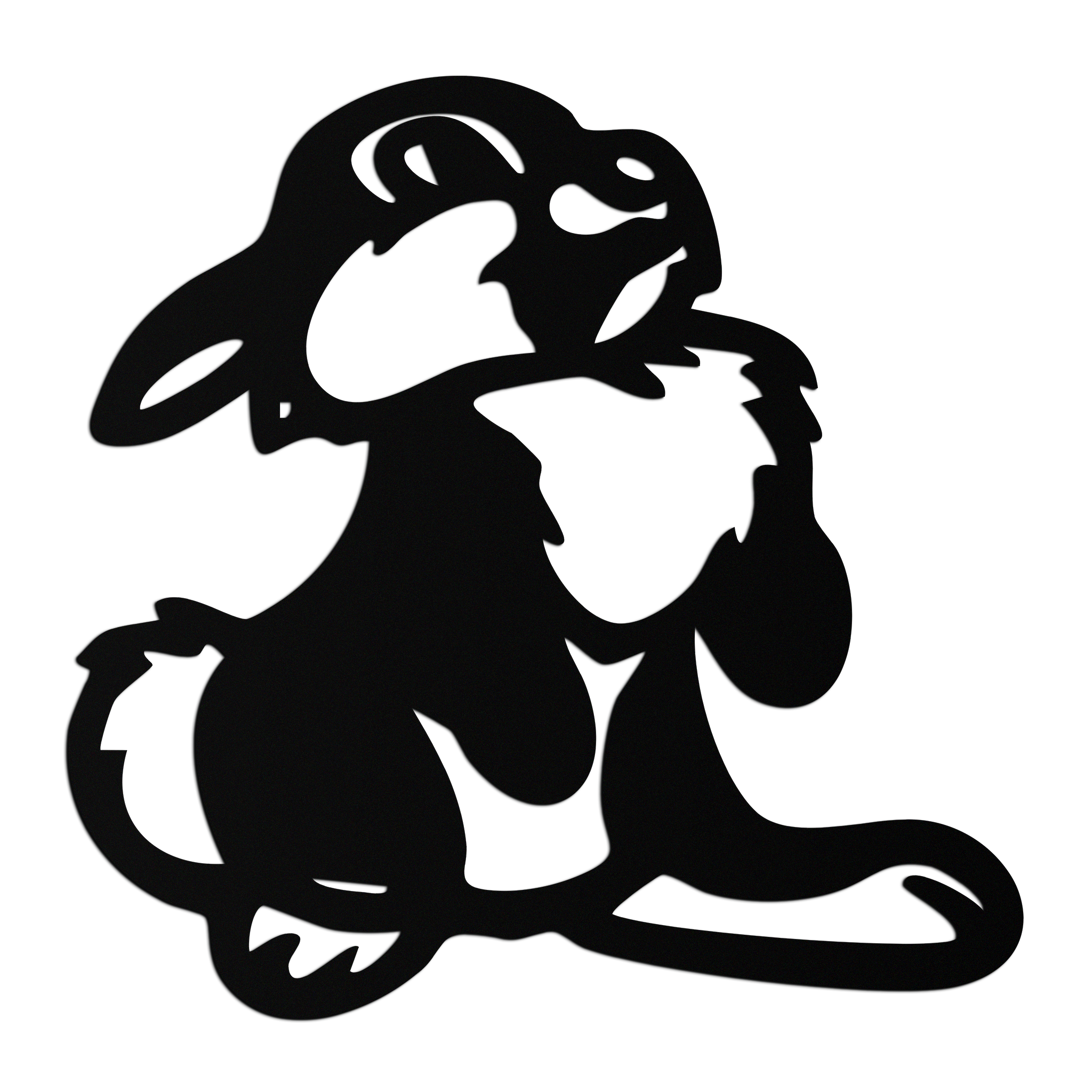 Cute Cartoon Bunny Metal Wall Art – Adorable Black Nursery Decor for Kids Room- KAF550