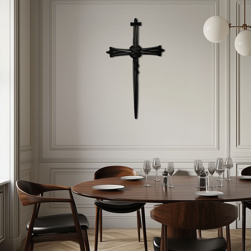 Christian Barbed Wire Cross Metal Wall Art – Religious Rustic Home Decor- KAF553