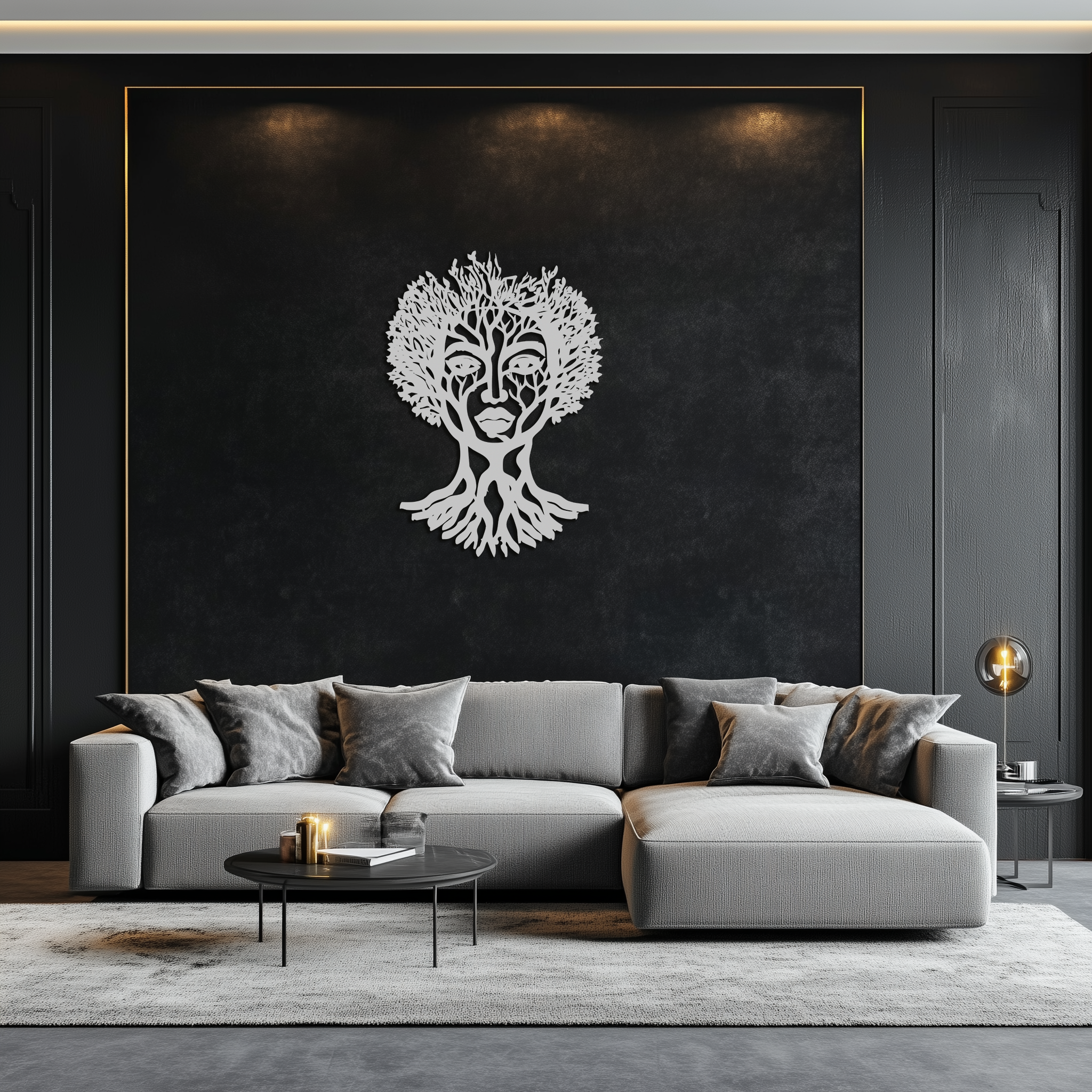 Monstera Leaf Trio Metal Wall Art – Modern Botanical Black Wall Decor- KAF554