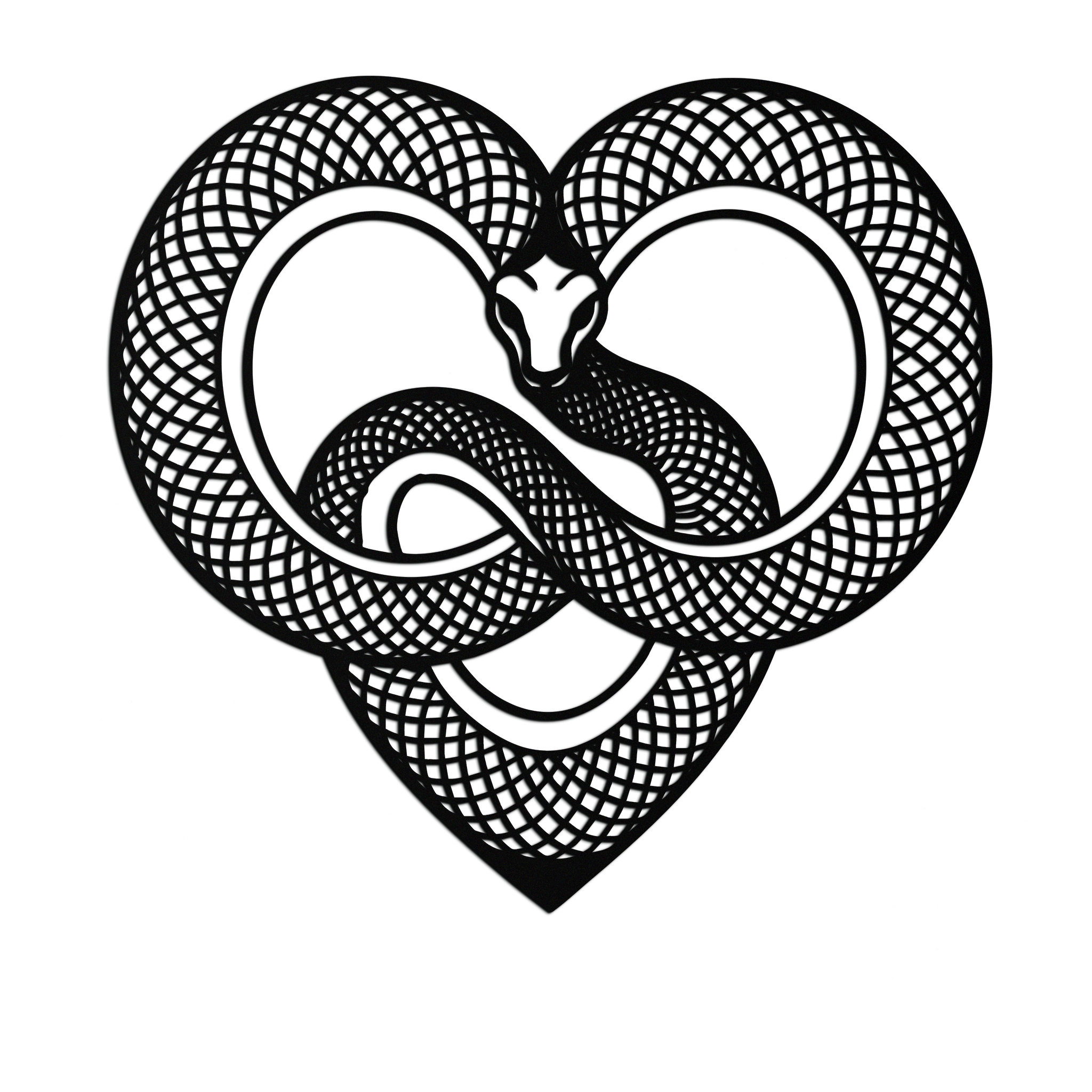Snake Heart Metal Wall Art – Modern Black Snake Wall Decor for Home and Office- KAF555
