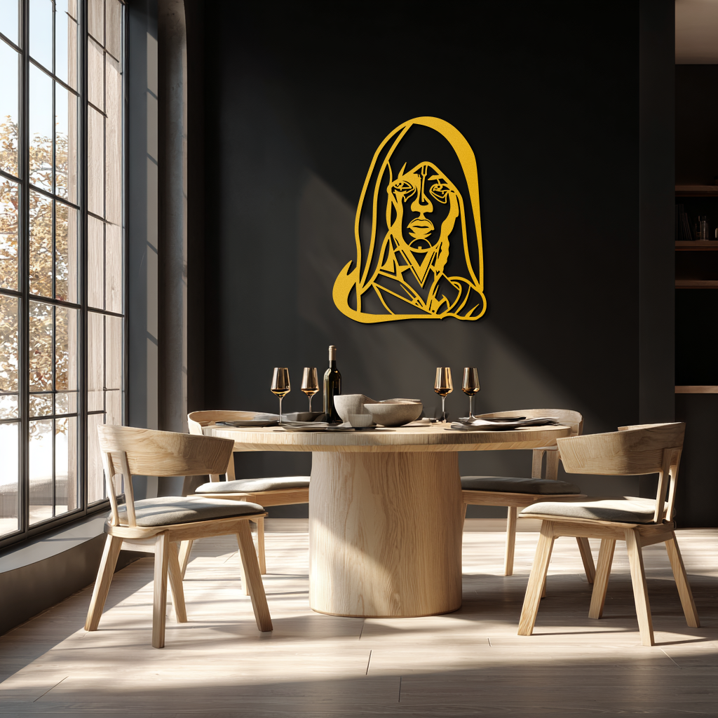 Abstract Tribal Woman Metal Wall Art – Modern Black Silhouette Home Decor- KAF559