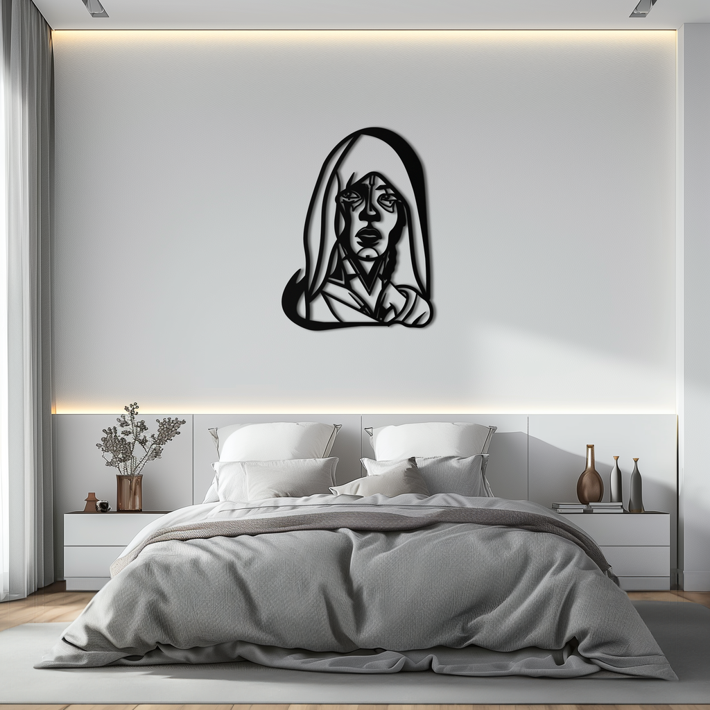 Abstract Tribal Woman Metal Wall Art – Modern Black Silhouette Home Decor- KAF559