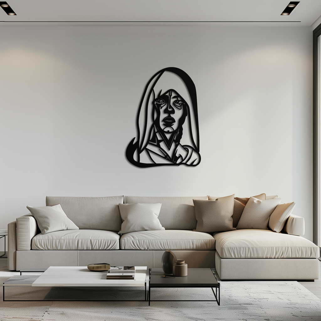 Abstract Tribal Woman Metal Wall Art – Modern Black Silhouette Home Decor- KAF559