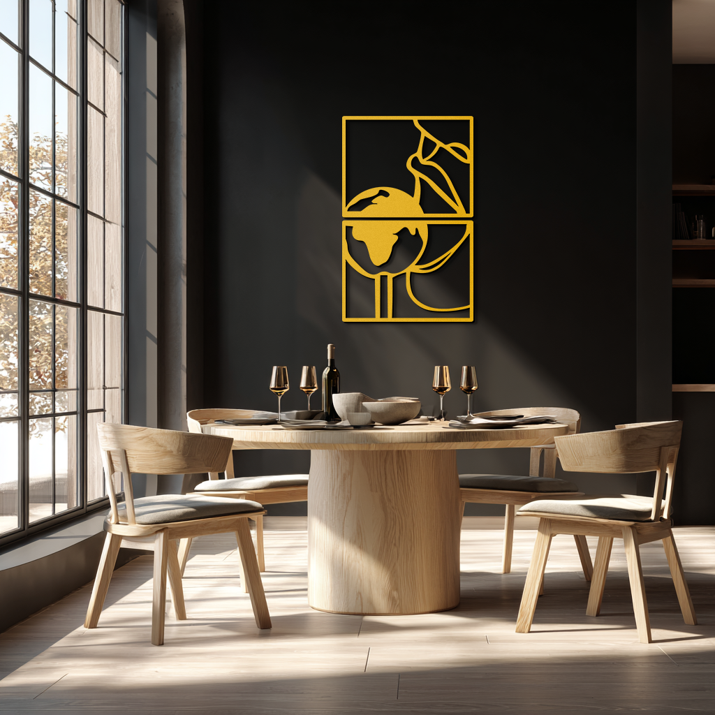 Sensual Earth Kiss Metal Wall Art – Modern Two-Panel Minimalist Decor- KAF564
